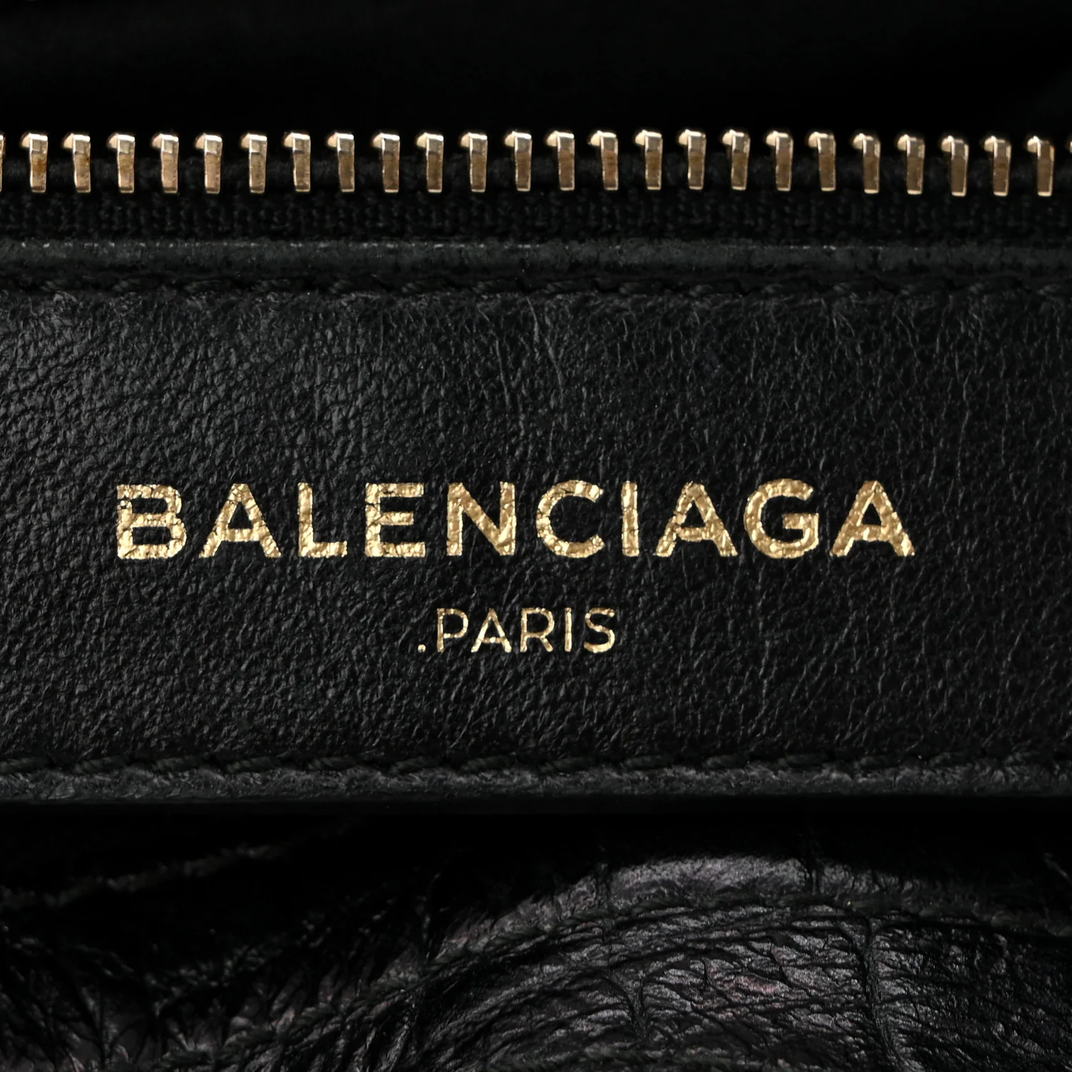 Calfskin Crocodile Embossed Giant 12 Gold Hardware City Black