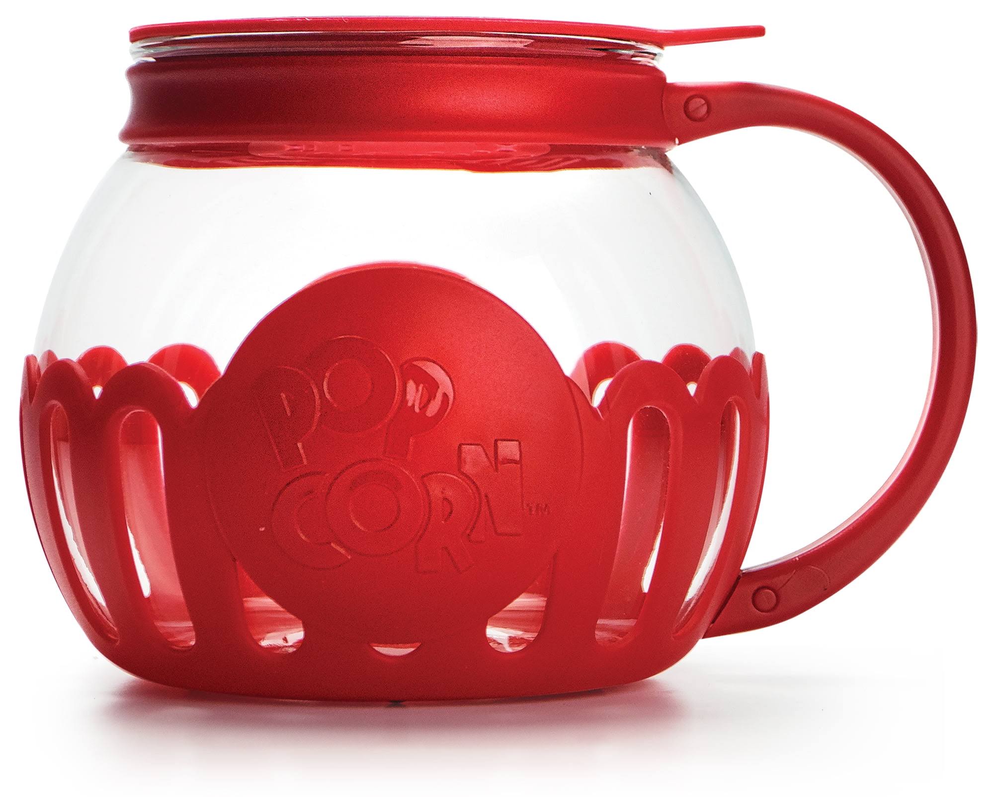 Tasty 1.5 Quart Borosilicate Glass Micro-Pop Microwave Popcorn Popper, Red