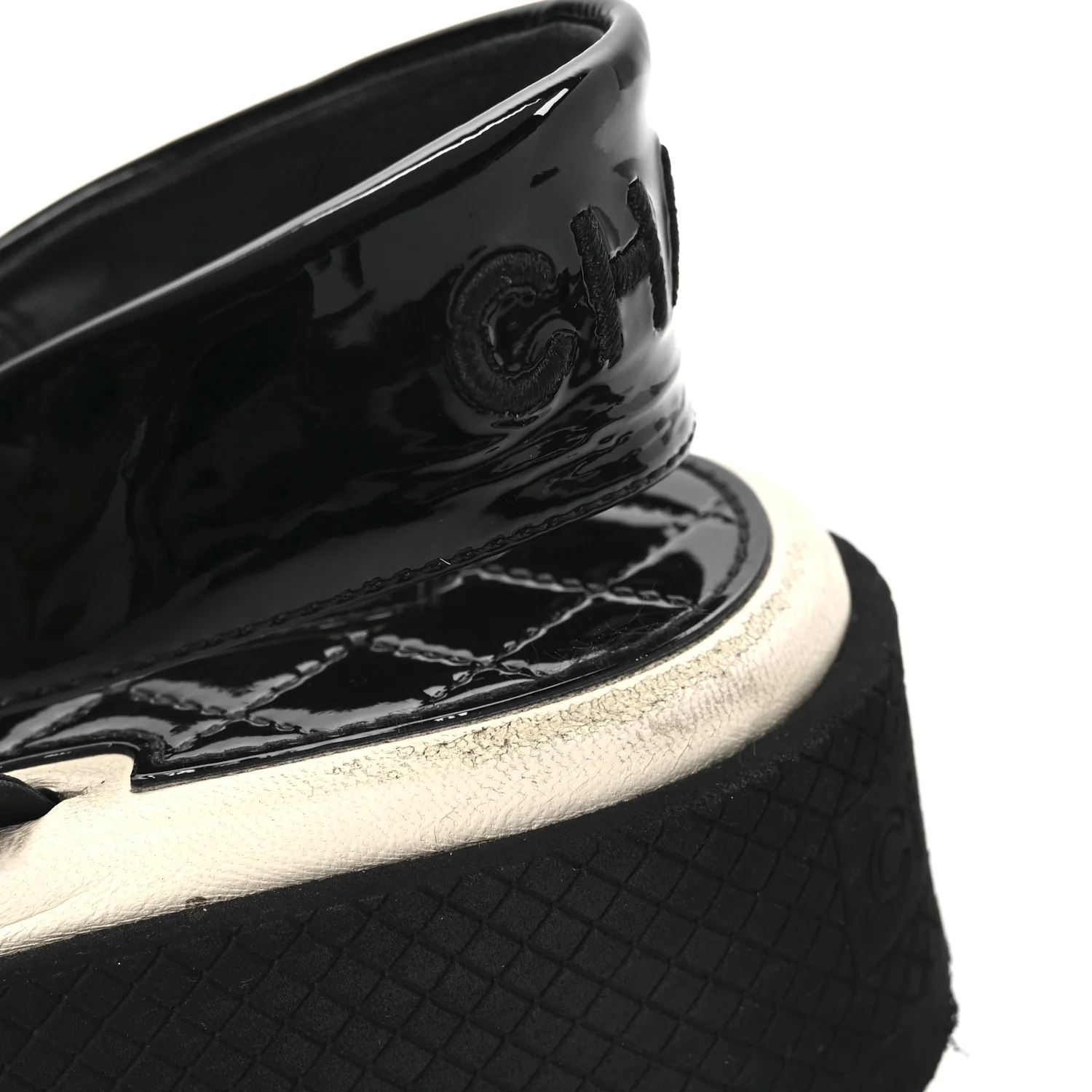 Lambskin Patent Logo Platform Sandals 39 Black