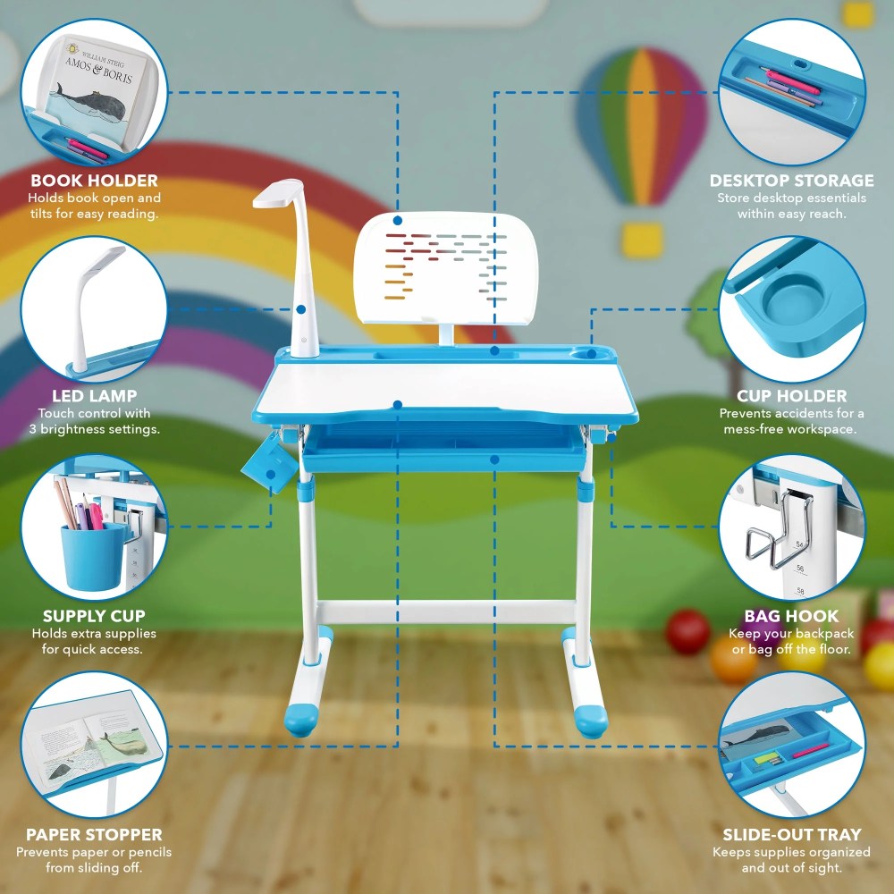 Mount - It! Kid - S Desk and Chair Set with Lamp and Book Holder