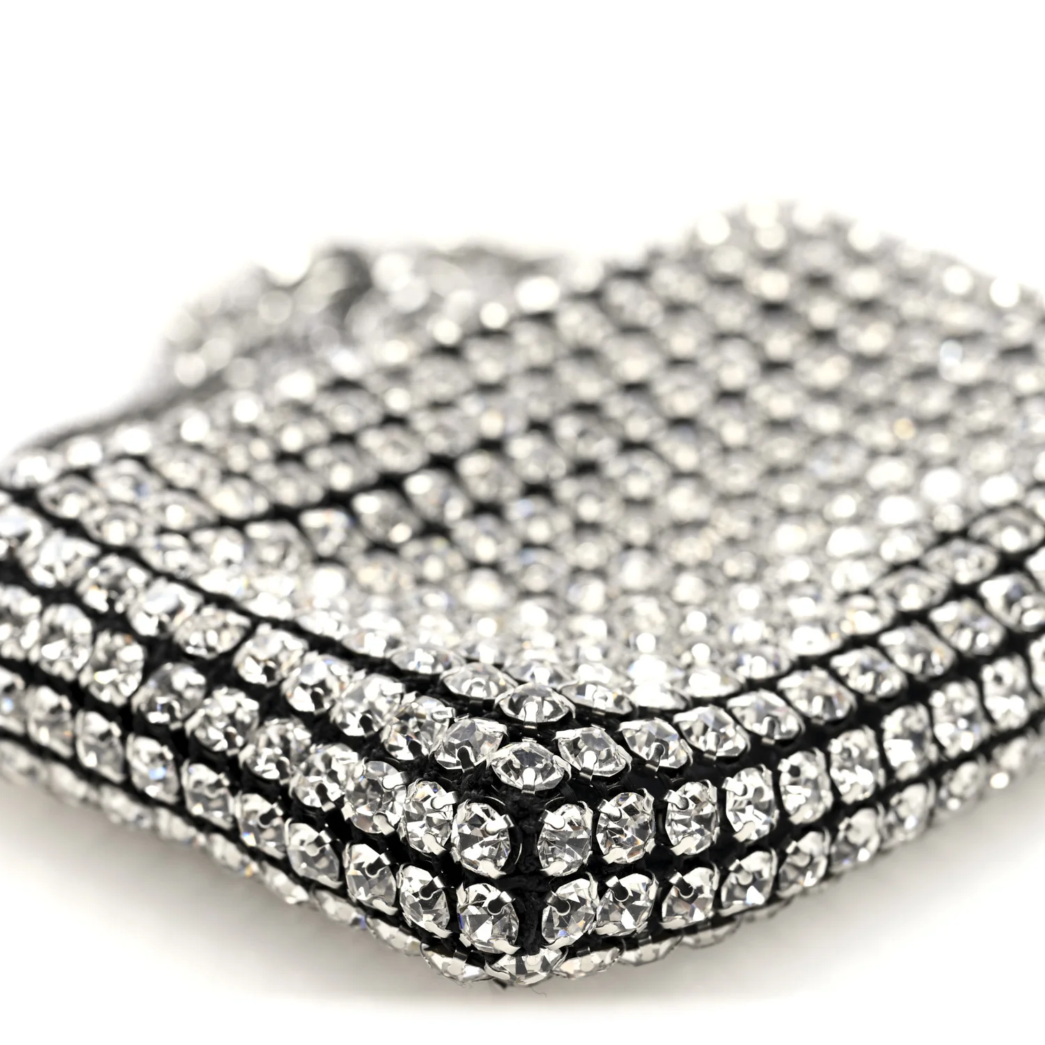 Mesh Crystal Rhinestone Nano Heiress Shoulder Bag Black Silver