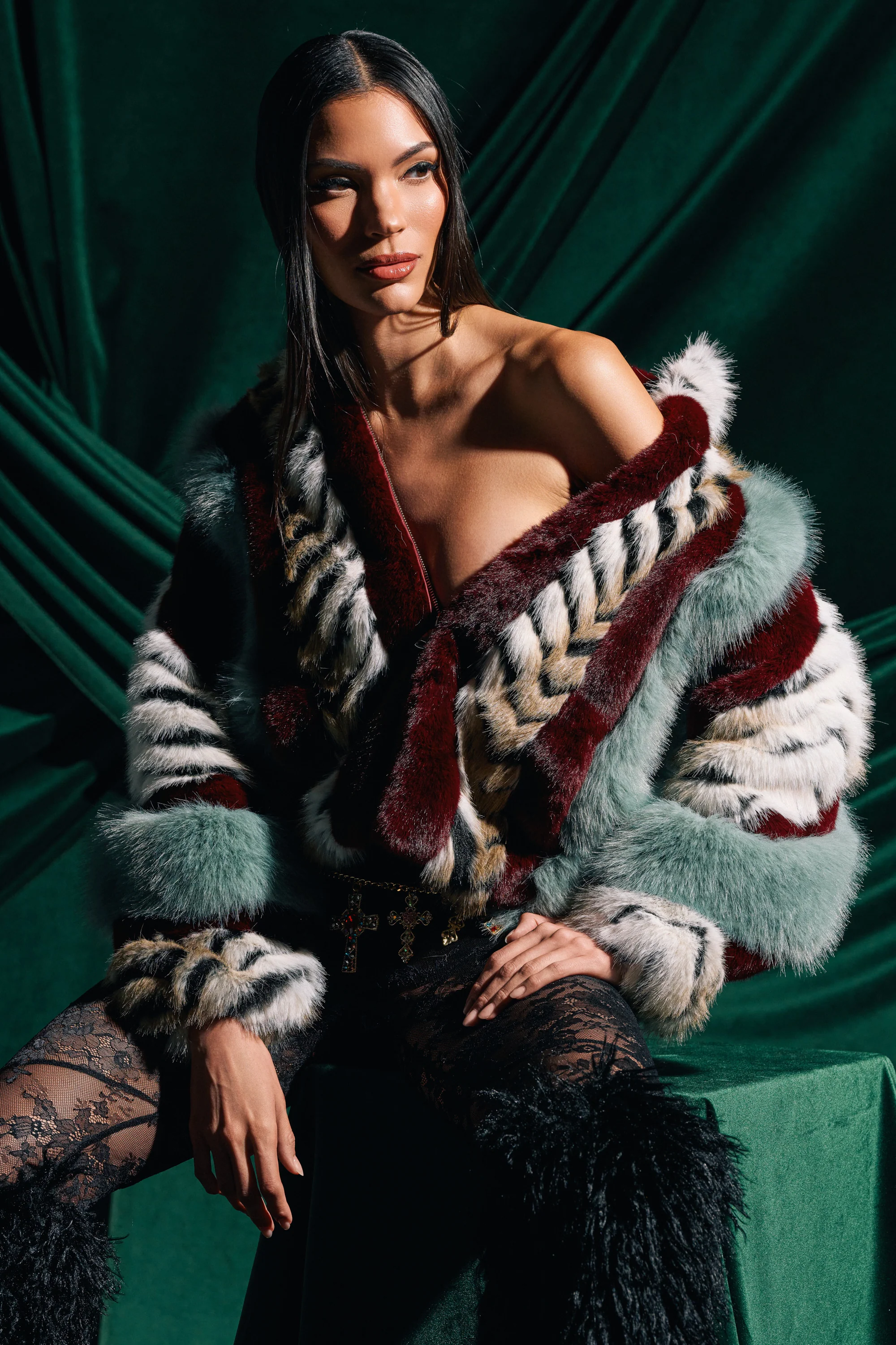 HAVE IT ALL PANELED FUR COAT - Akira Store
