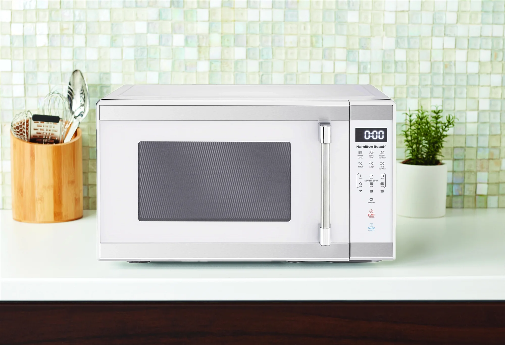 1.1 cu. ft. Countertop Microwave Oven, 1000 Watts, White Stainless Steel(White) - Image 10