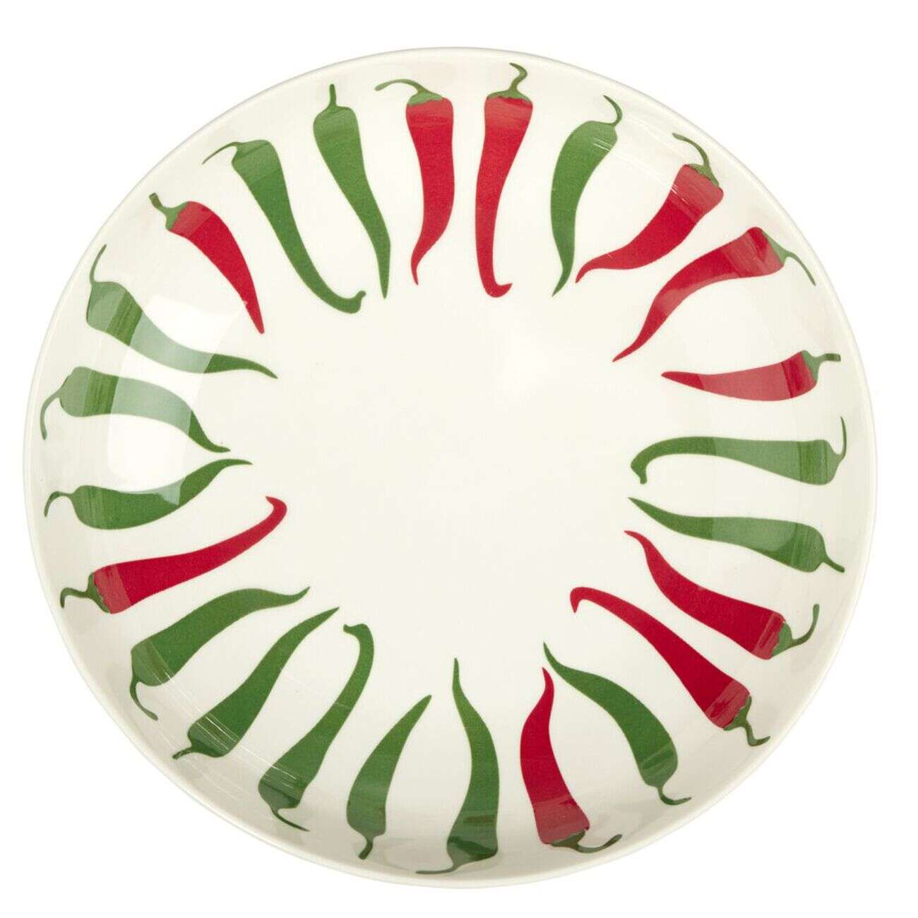 Assiette creuse céramique blanche motifs piments rouges et verts Ø22cm
