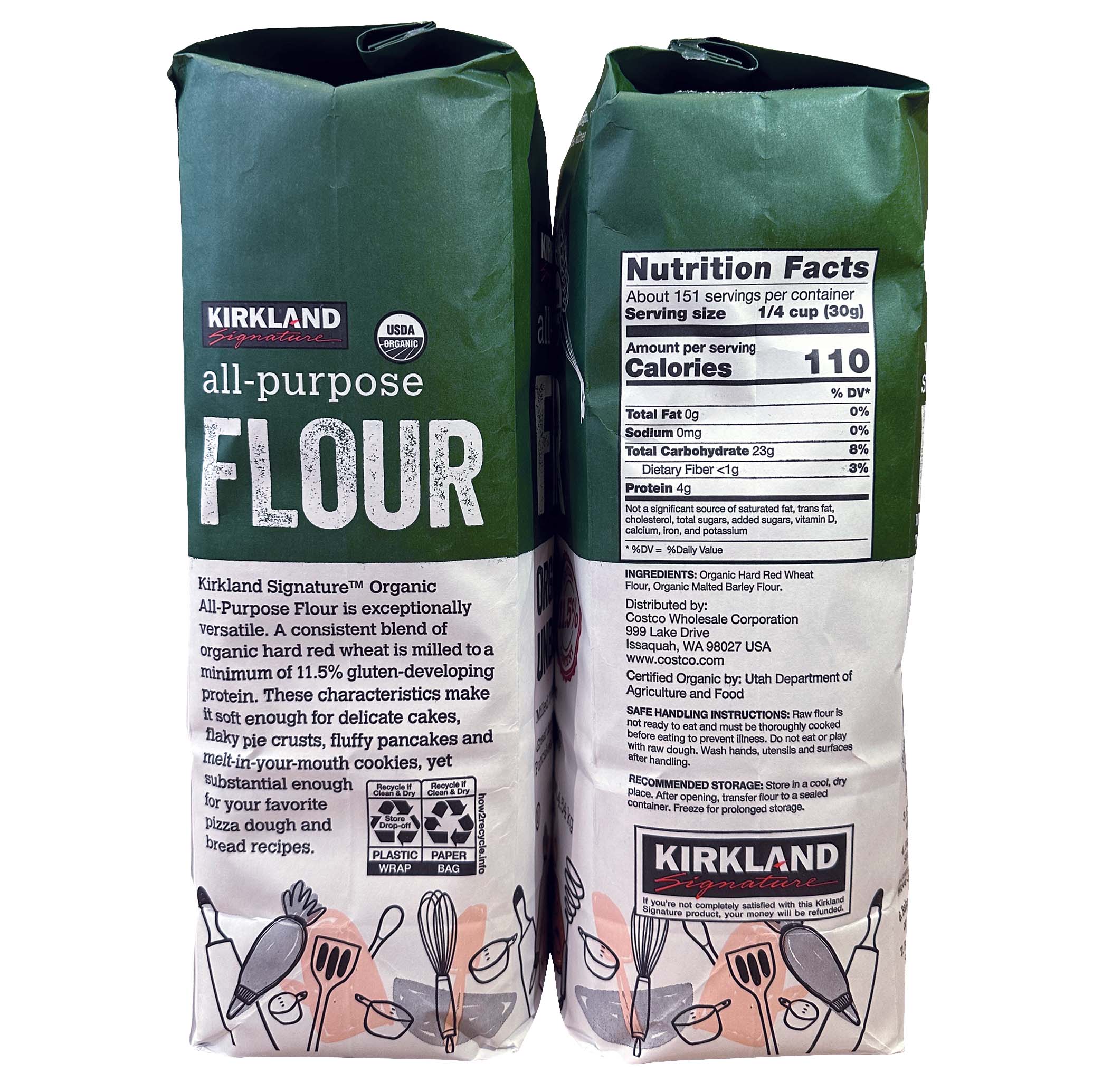 Kirkland Signature Organic Unbleached All Purpose Flour, 10 lb, 2 - Count
