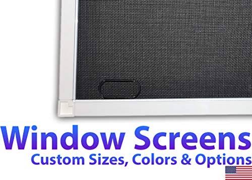 Window Screens Pre-Framed, Ready to Hang - Home Replacement Window Screens - Custom Sizes, Colors & Options - Frame Color: (White), Material Type: (