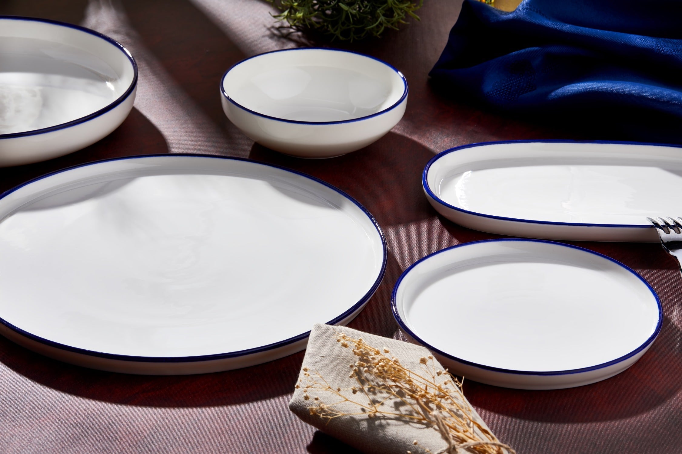 Rinart Gebaksbord - Blue Edge - Porselein - 19 cm - set van 6