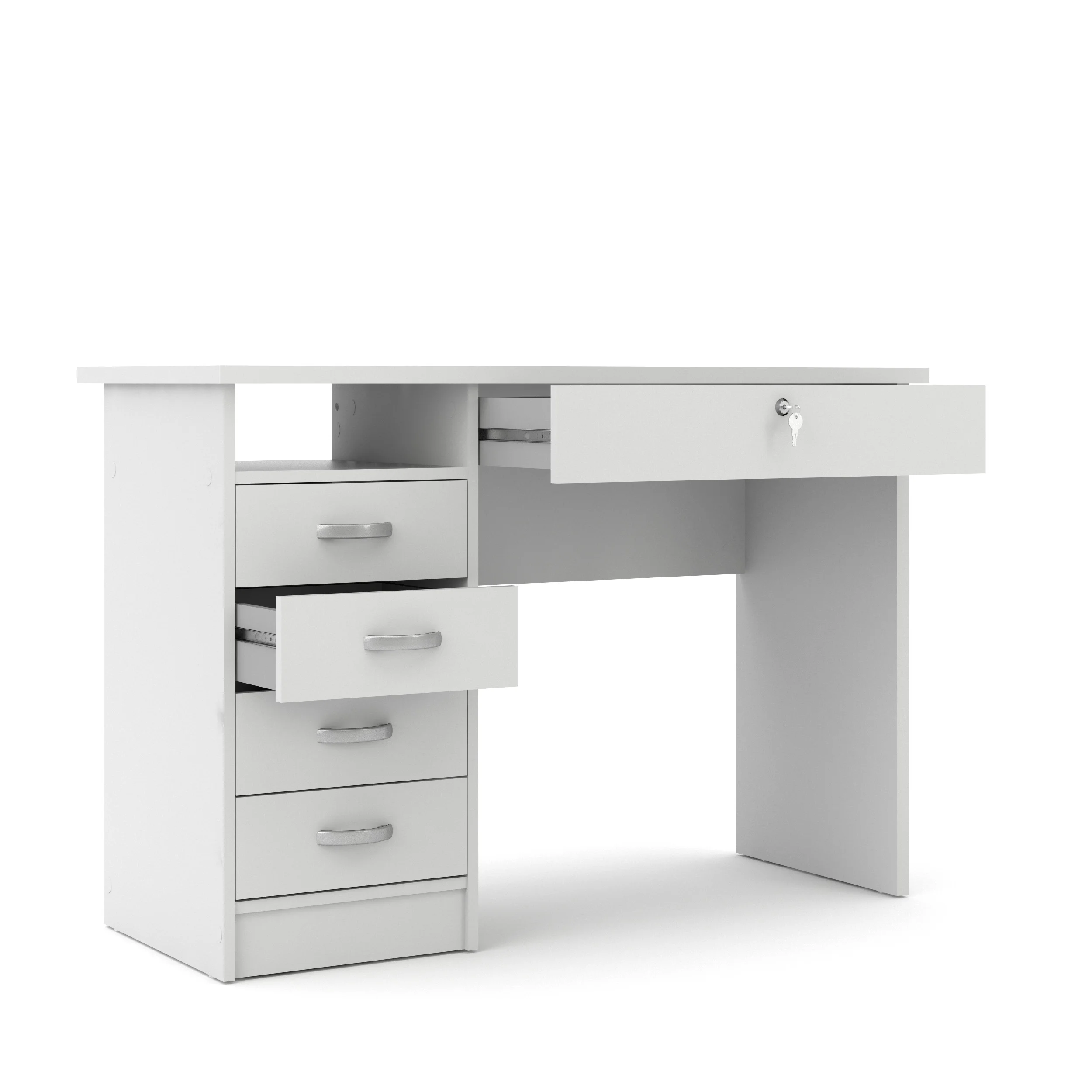 Walden 5 Drawer Office Desk with 1 Locking Drawer for Adults, White(White) - Image 6