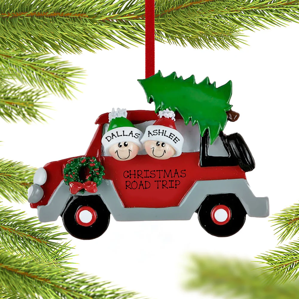 Car Family Personalized Ornament - 2, 3, 4, 5 Family Members