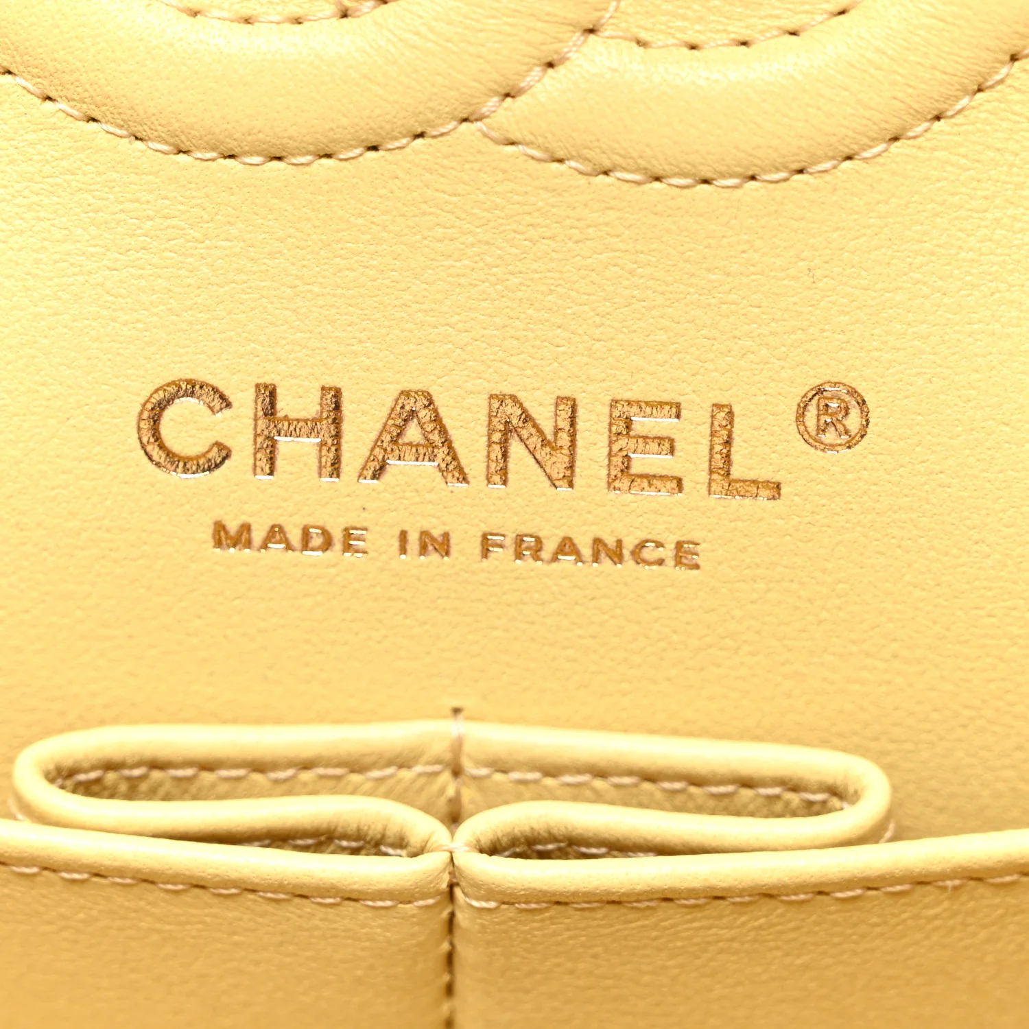 Caviar Quilted Small Double Flap Light Yellow