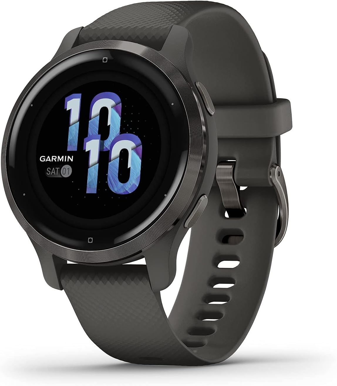Garmin Venu 2S  Smaller-Sized GPS Smartwatch with Advanced Health Monitoring and Fitness Features  Slate Bezel with Graphite Case and Silicone Band  (010-02429-00) (Renewed)