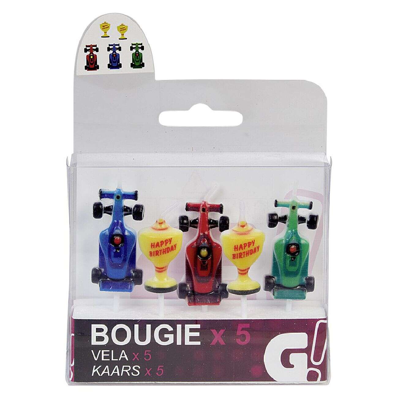 Bougie anniversaire design voiture de course x5