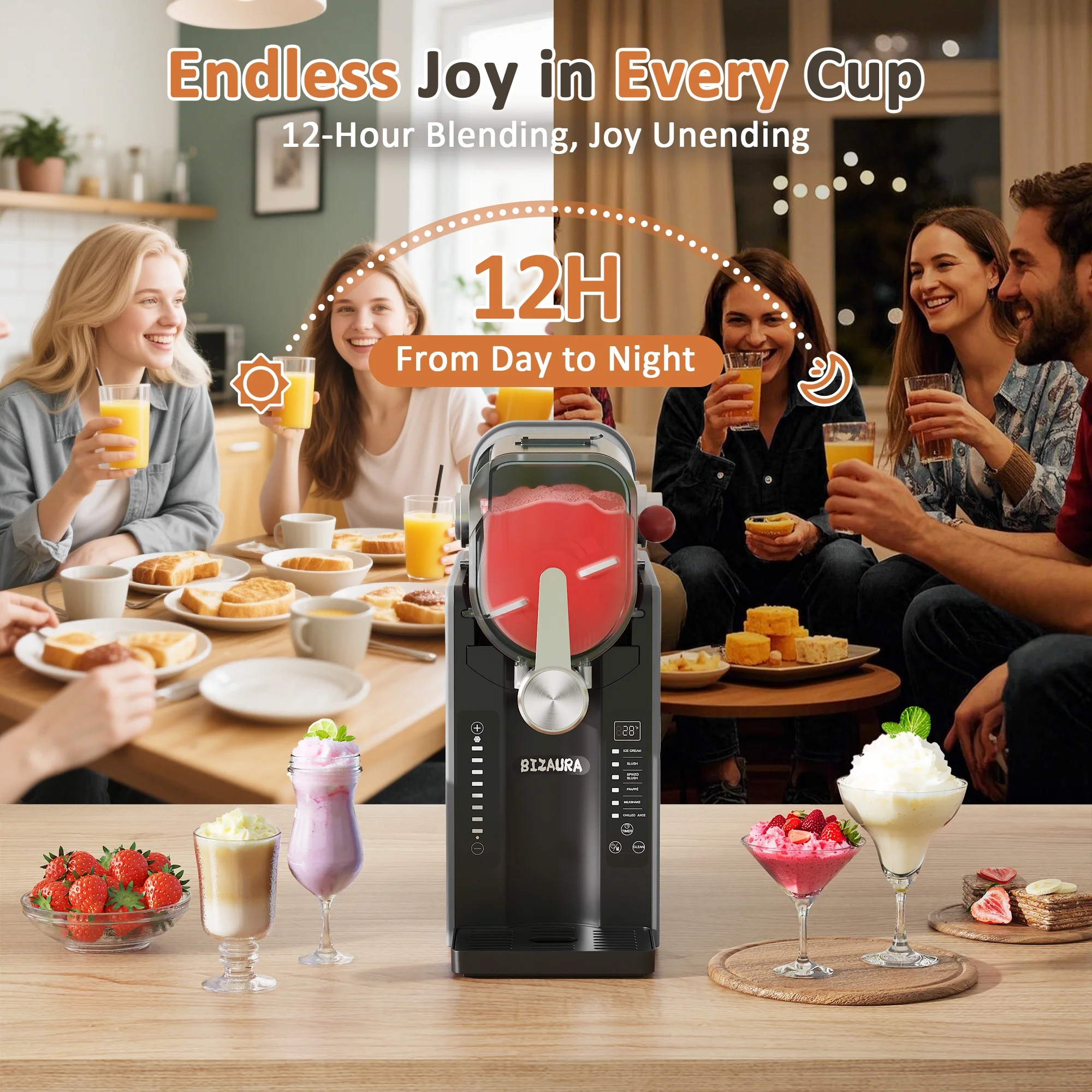 Slushie Machine, Slushy Machine for Home No Ice Need, Professional Frozen Drink Maker, 6 Presets for Milkshakes, Frapp��s, Slush, Ice Cream(Gray) - Image 6