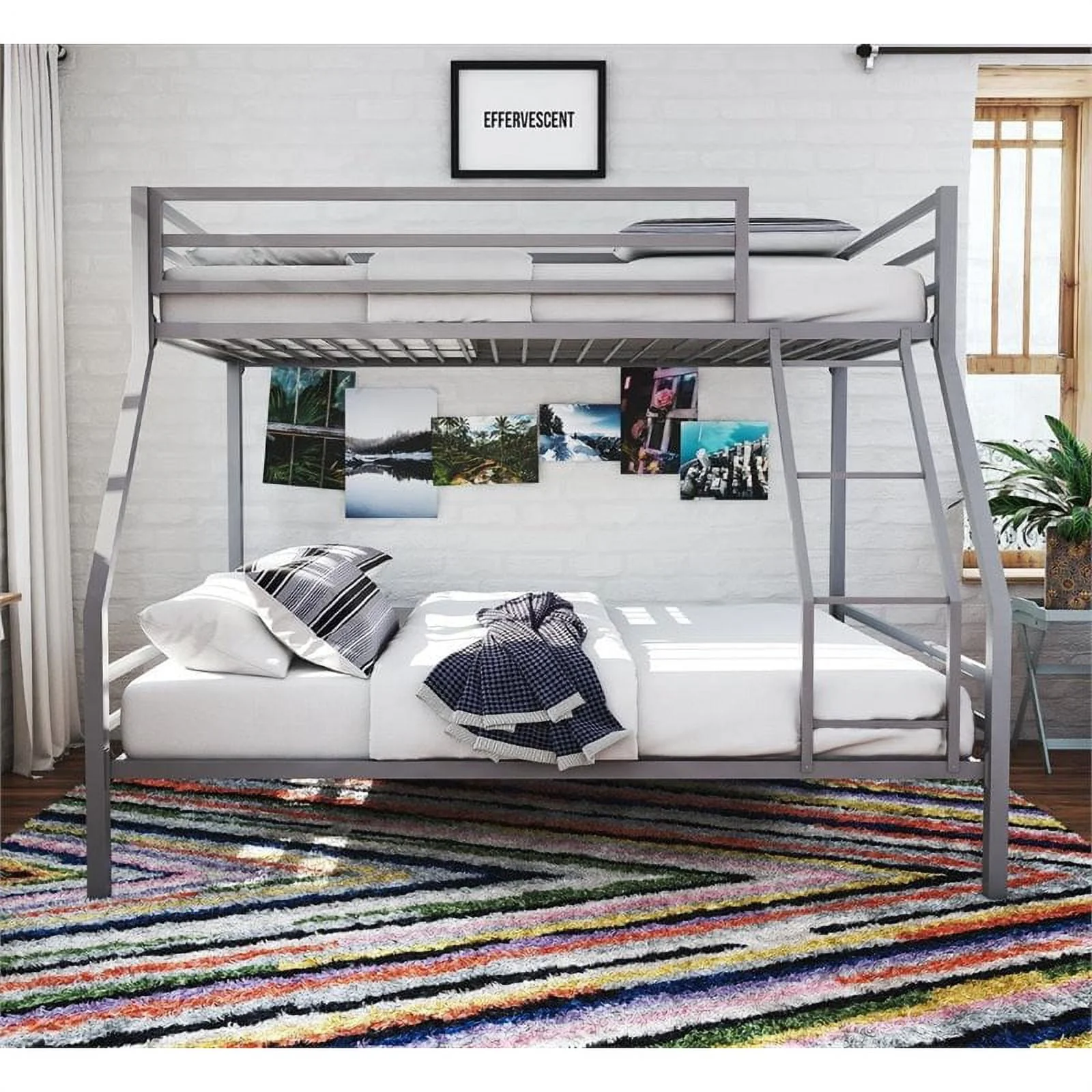 Teen Charlie Twin Over Full Metal Bunk Bed, Gray Image 5