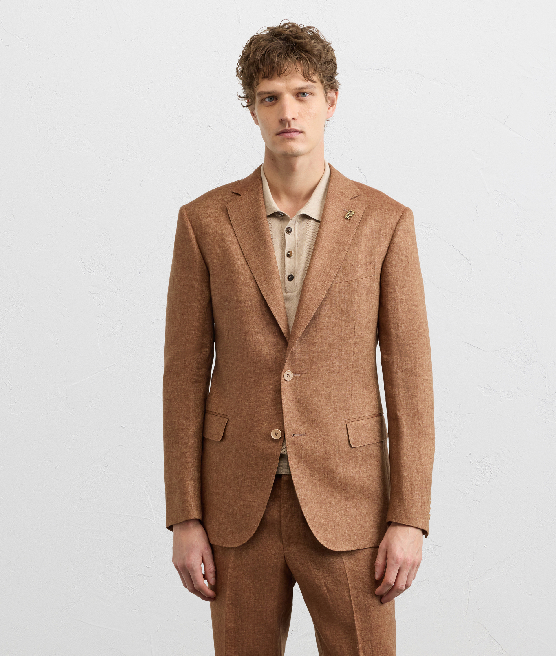 LIGHT BROWN LINEN VICENZA LINE DRESS
