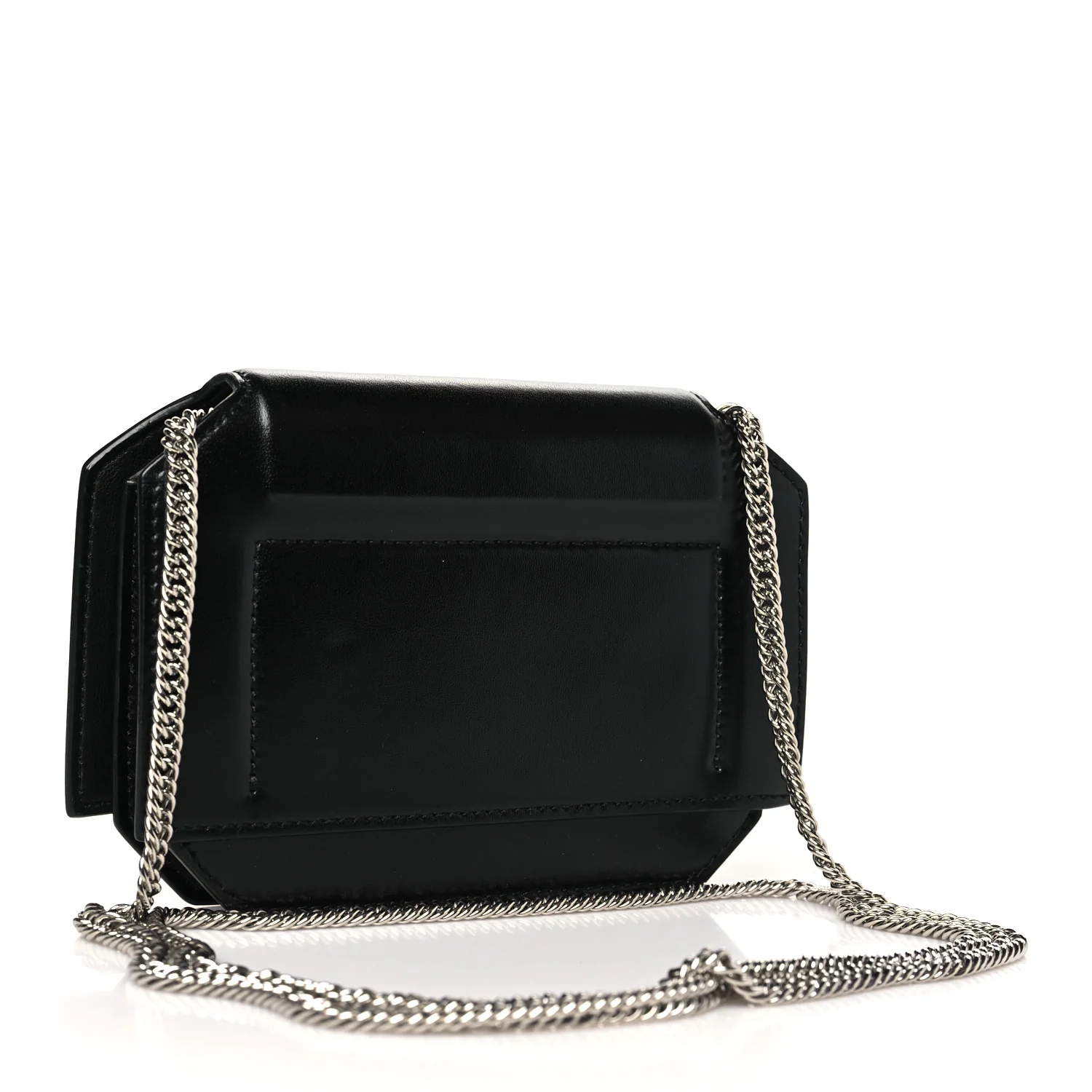 Calfskin Bow Cut Chain Wallet Black