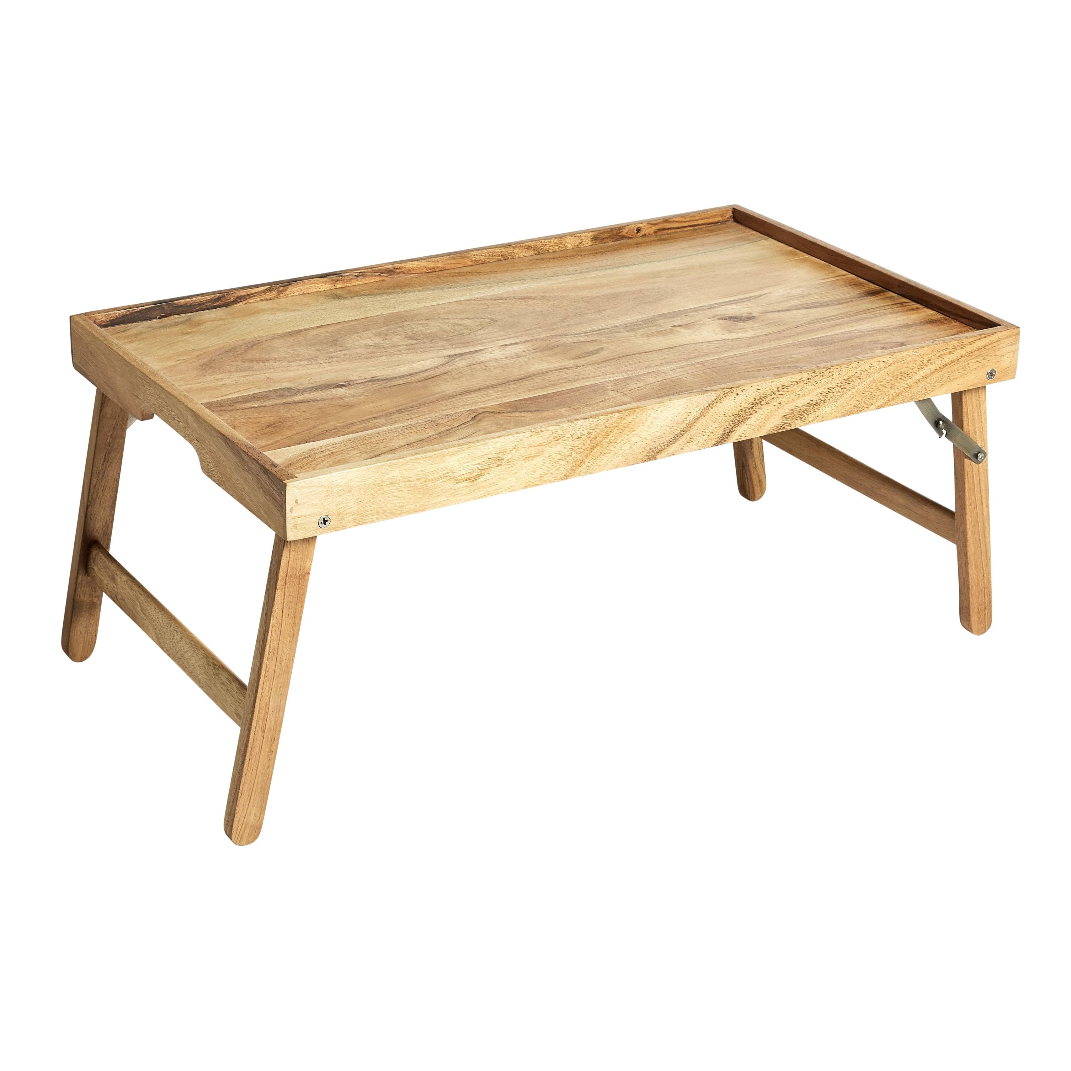 Better Homes & Gardens Acacia Wood Rectangular Bed Tray with Stand in Natural Finish Brown, One size, Size: 20.40 inch x 12.40 inch x 8.25 inch