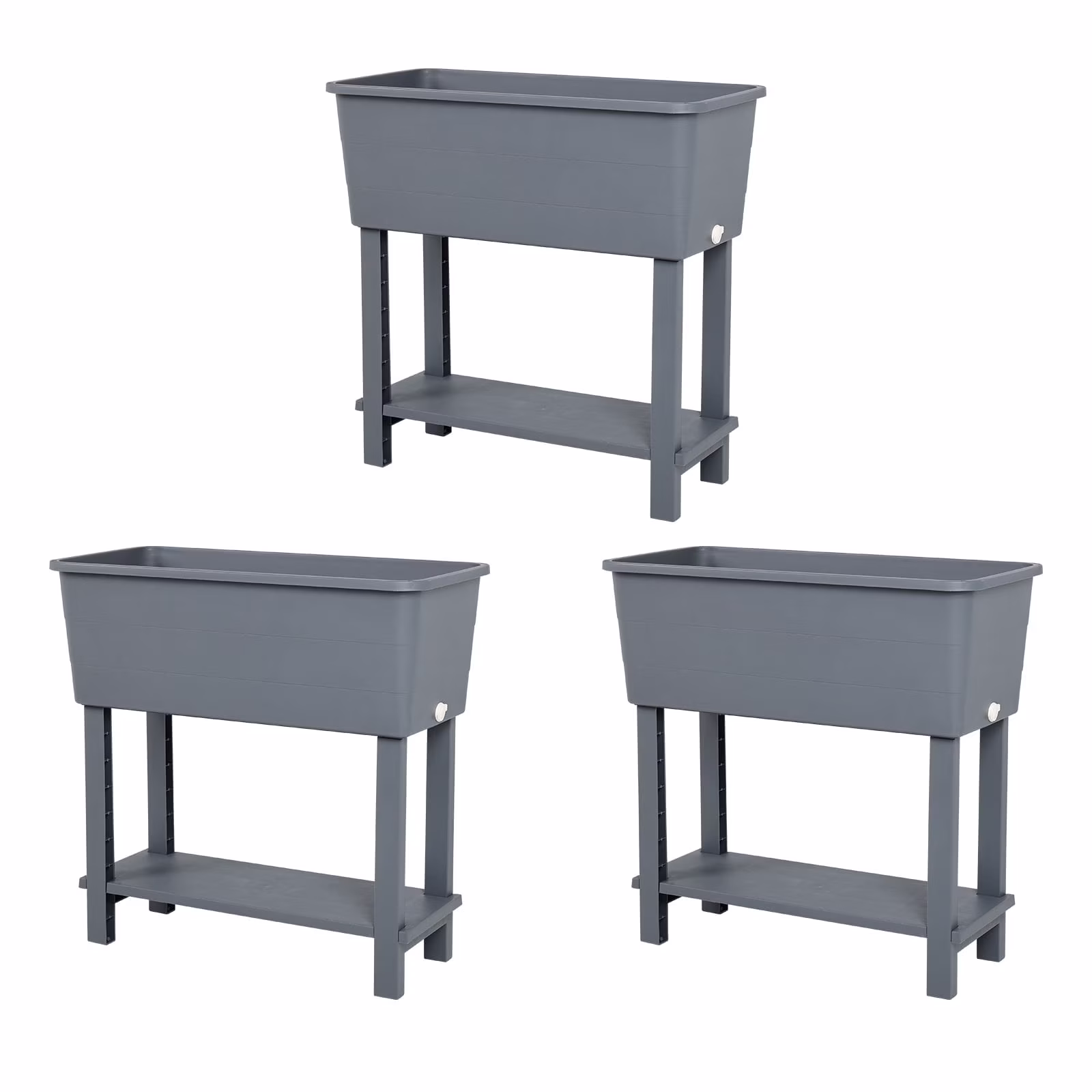 BPS Raised Garden Bed, 3Pcs Elevated Planter Box with Legs for Outdoor Gardening, Gray