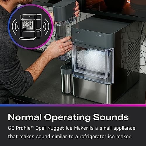 Machine à glaçons GE Profile Opal 2.0 XL avec réservoir de 3,8 litres, glaçons en pépites croquants et faciles à mâcher, pelle incluse, 17 kg en 24 heures, avec Wi-Fi et fonctionnalités intelligentes, en acier inoxydable.