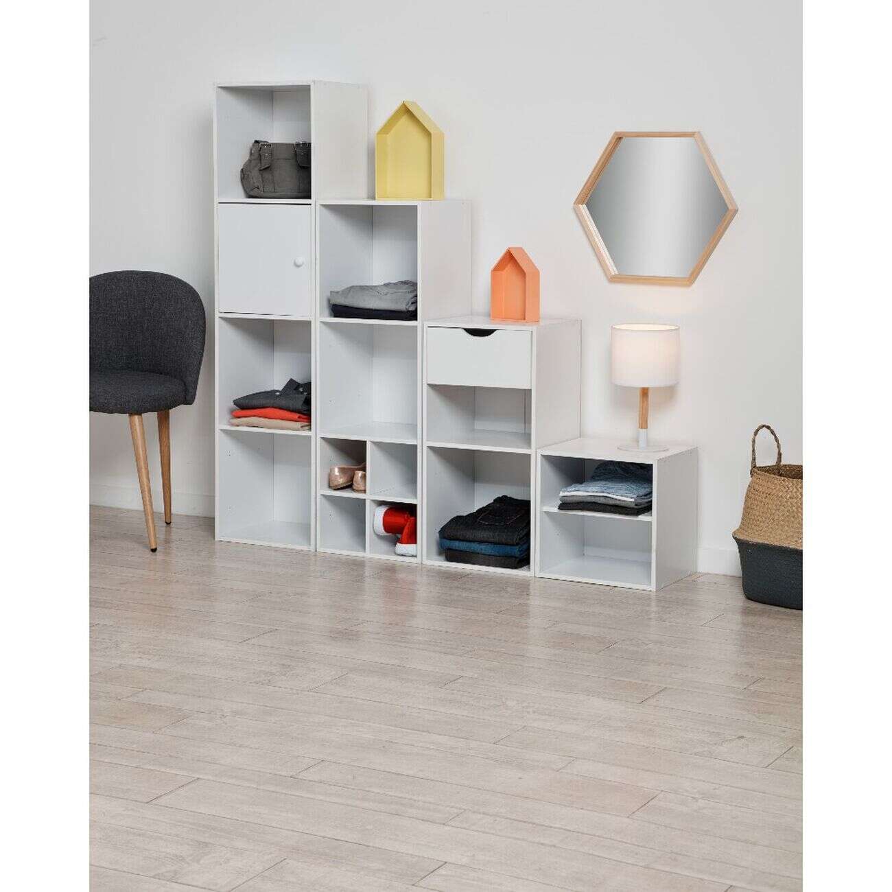 Structure Box Cube 2 cases 35,2x30x69,2cm bois blanc