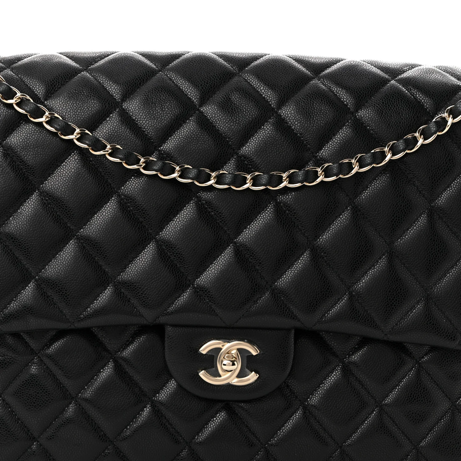 Caviar Quilted XXL Travel Flap Bag Black