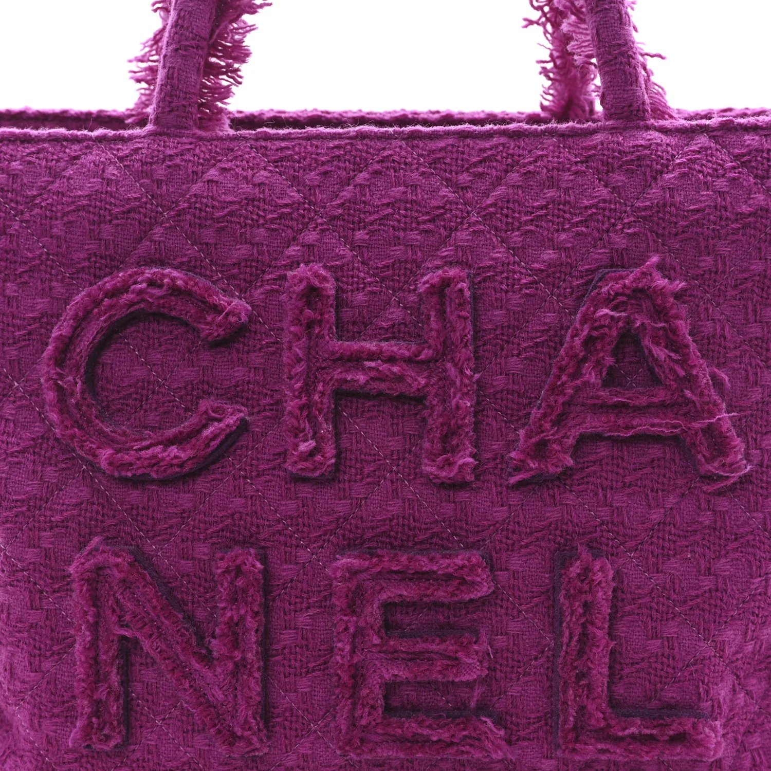 Wool Tweed Large Zipped Shopping Tote Magenta