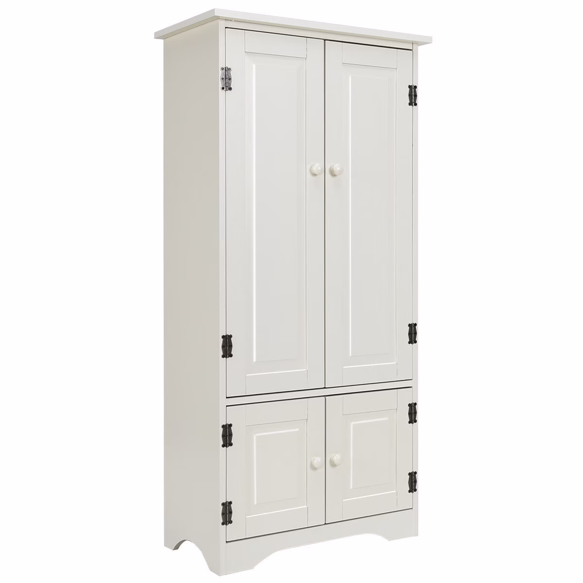 Accent Storage Cabinet Adjustable Shelves Antique 2 Door Floor Cabinet Cream White(Cream White)