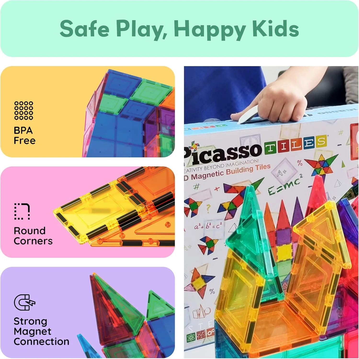 100 Piece Clear Magnetic 3D Building Tiles Set - Educational Construction Playboards