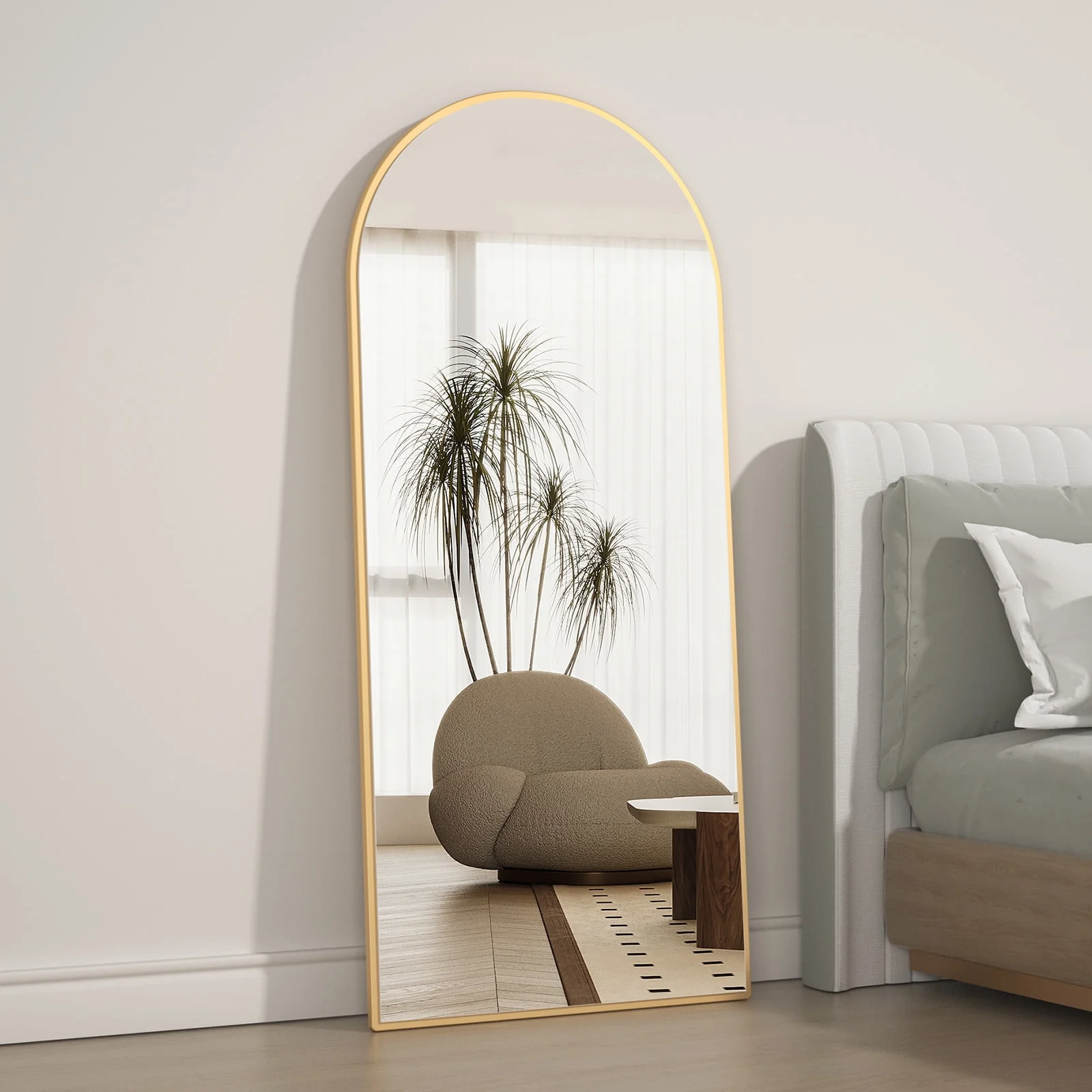 RACHMADES 65"x24" Arch Mirror Full Length Full Body Mirror Arched Floor Mirror with Stand Tall Mirror Long Gold Mirror FULL Length Image 6