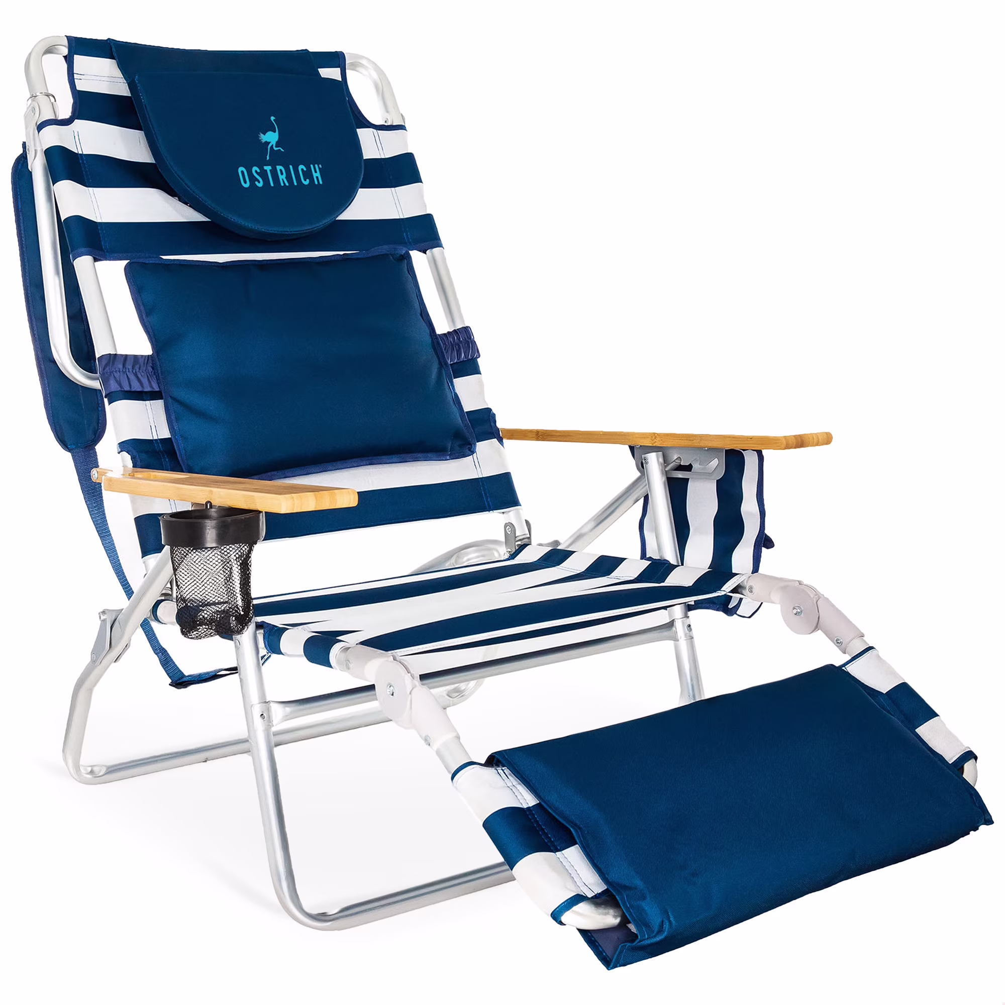 Deluxe 3N1 Lightweight Outdoor Beach Lounge Chair w/Footrest, Pink(Pink) - Image 7