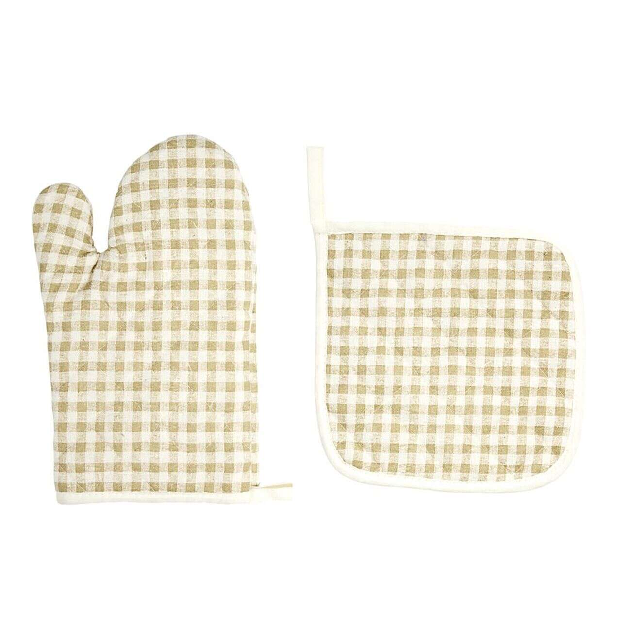 Gant de cuisine avec manique carrée en polycoton 18x28cm (2 modèles)