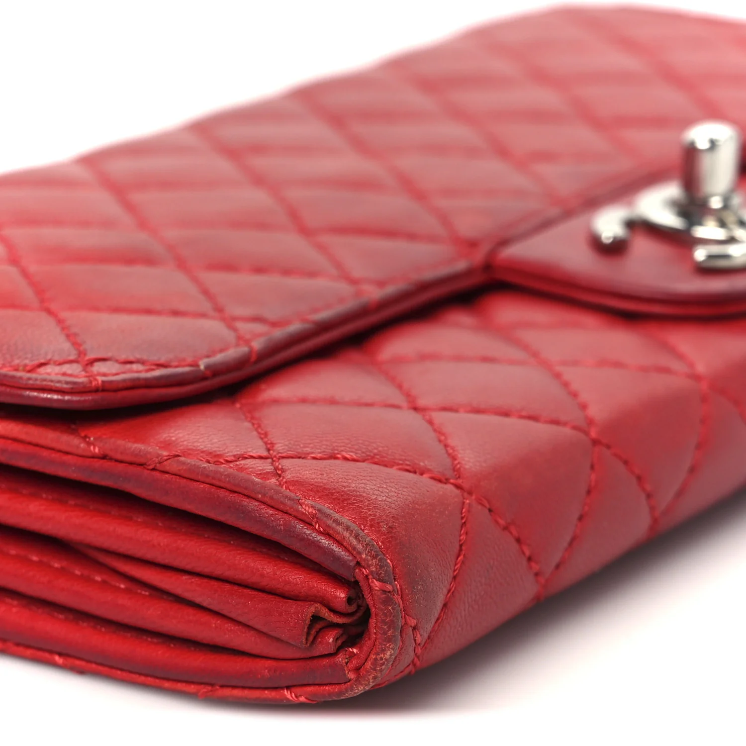 Lambskin Quilted Chain Clutch Flap Red
