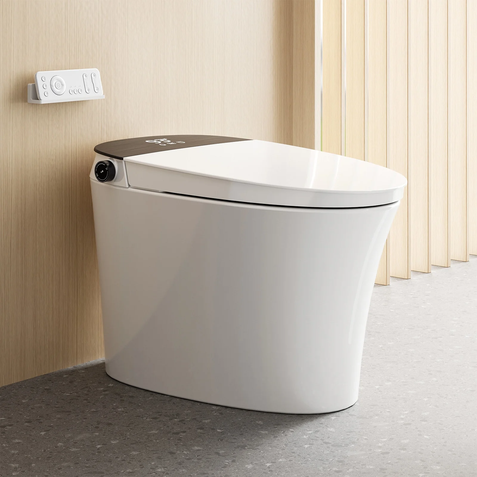 White Single Elongated Standard Height Smart Soft Close Freestanding Bidet Bidet 12-in Rough-In 1.1 GPF