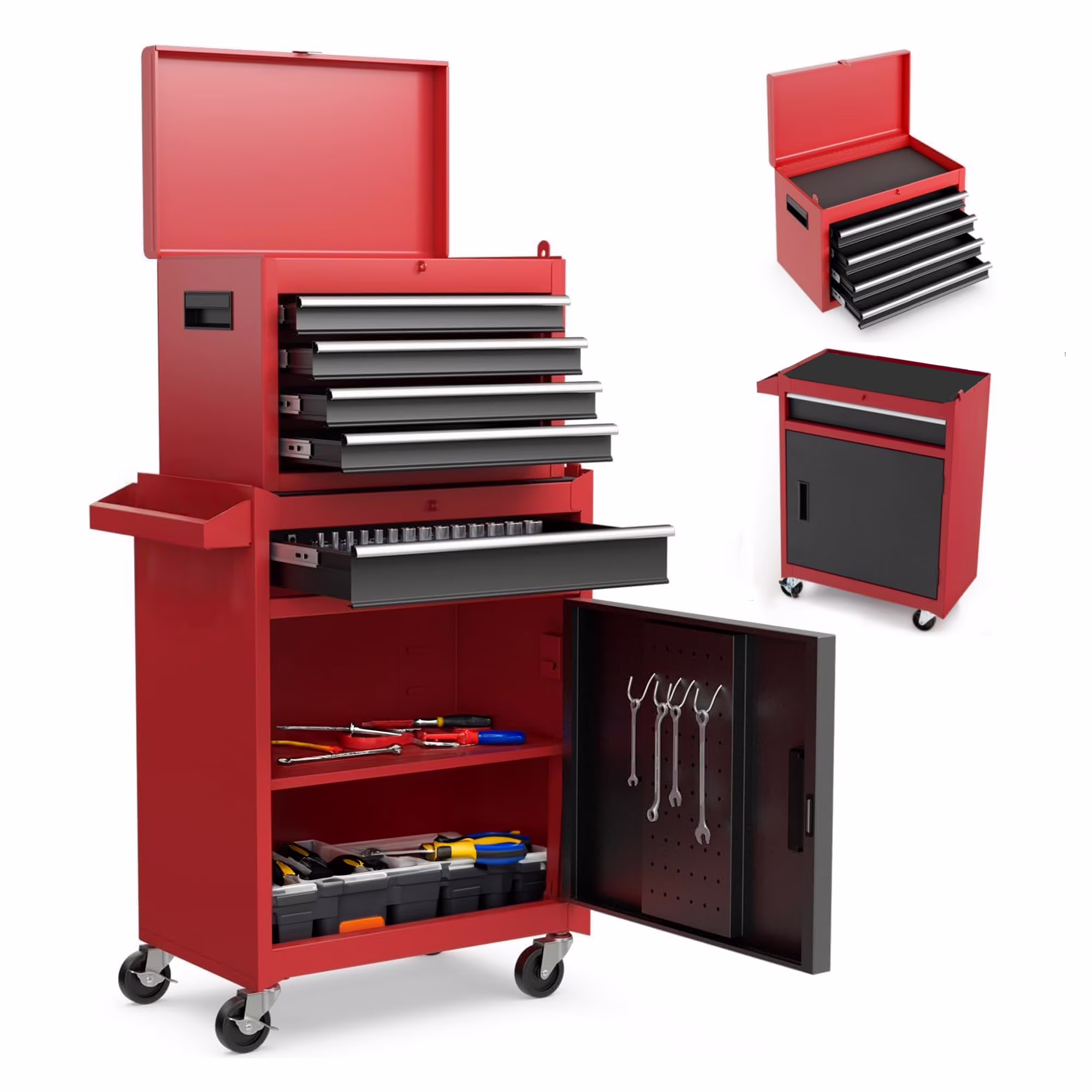 DUOSONG Rolling Tool Chest With 7-Drawer Tool Box With Wheels Multifunctional Tool Cart Mechanic Tool Storage Cabinet For Garage, Warehouse, Workshop, Repair Shop Tools & Tool Organizers Tool Cabinets