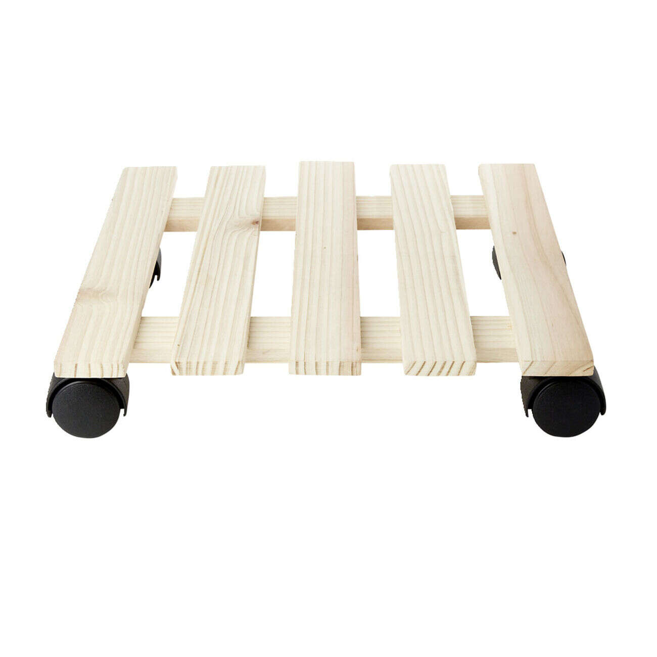 Plateau porte plante carré en bois avec roulettes 29x29xH7cm