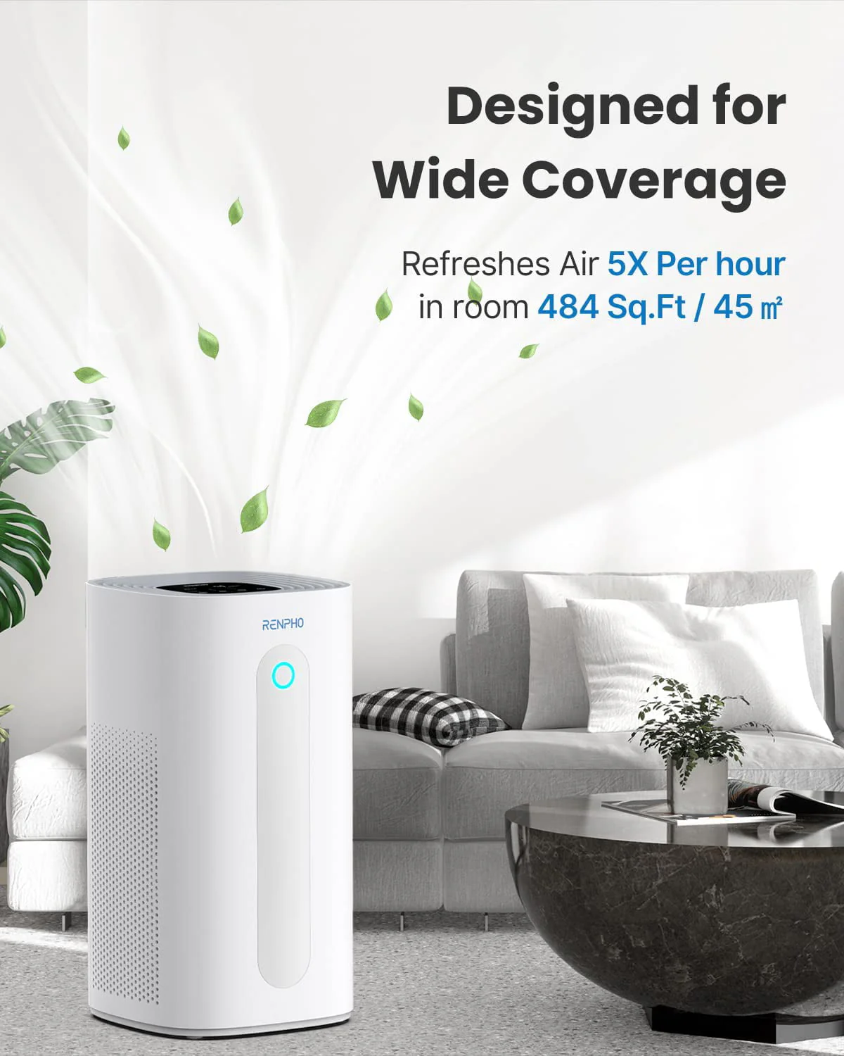 True HEPA Air Purifier R M003, Air Cleaner for Large Room up to 2420 ft², PM2 5, White Image 5
