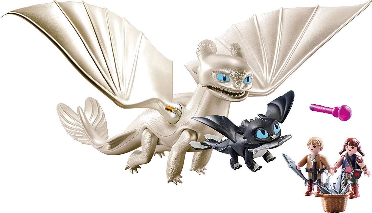 How to Train Your Dragon III Light Fury with Baby Dragon and Children Action Figure Sets