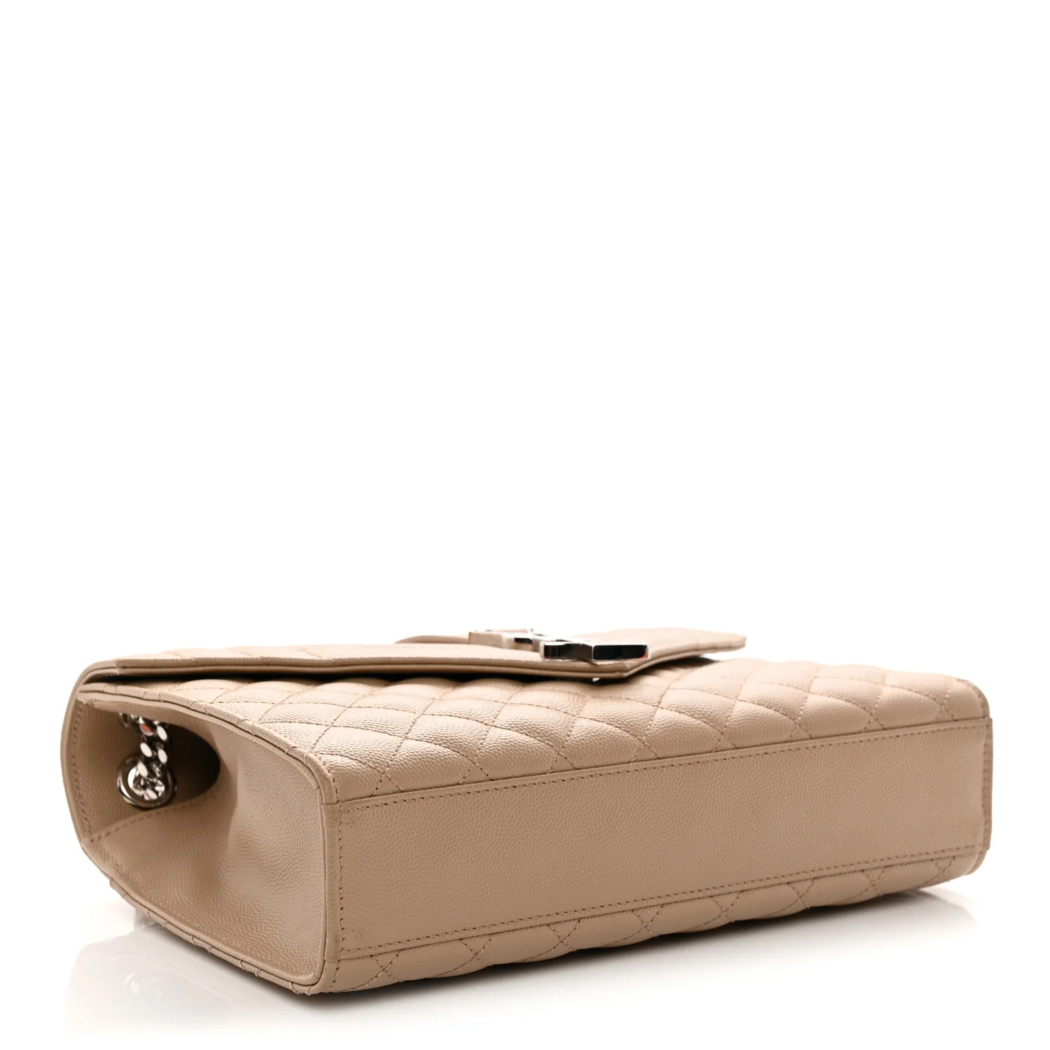 Grain De Poudre Textured Mixed Matelasse Medium Triquilt Monogram Satchel Dark Beige