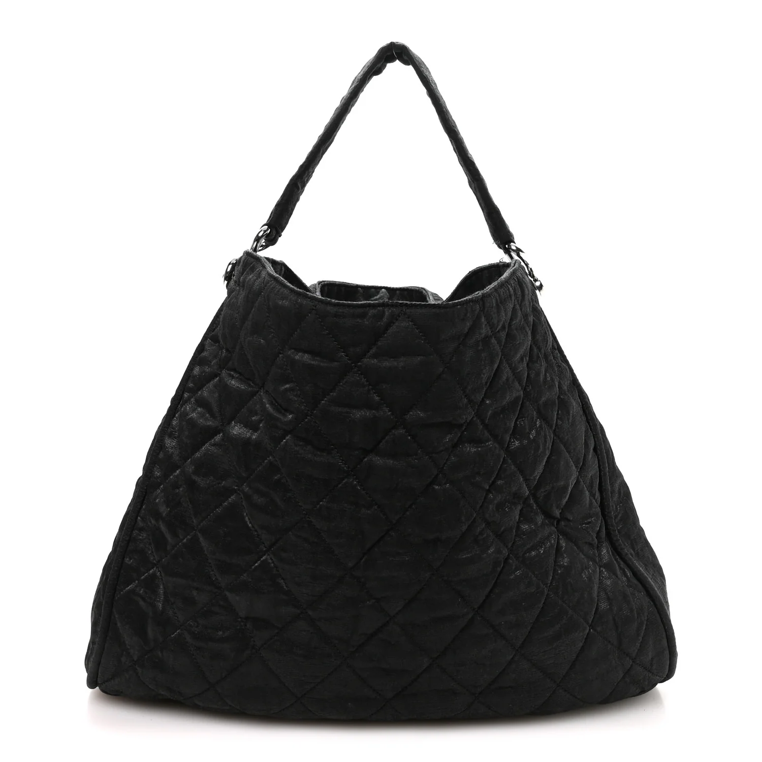 Crinkled Coated Canvas Le Marais Hobo Black
