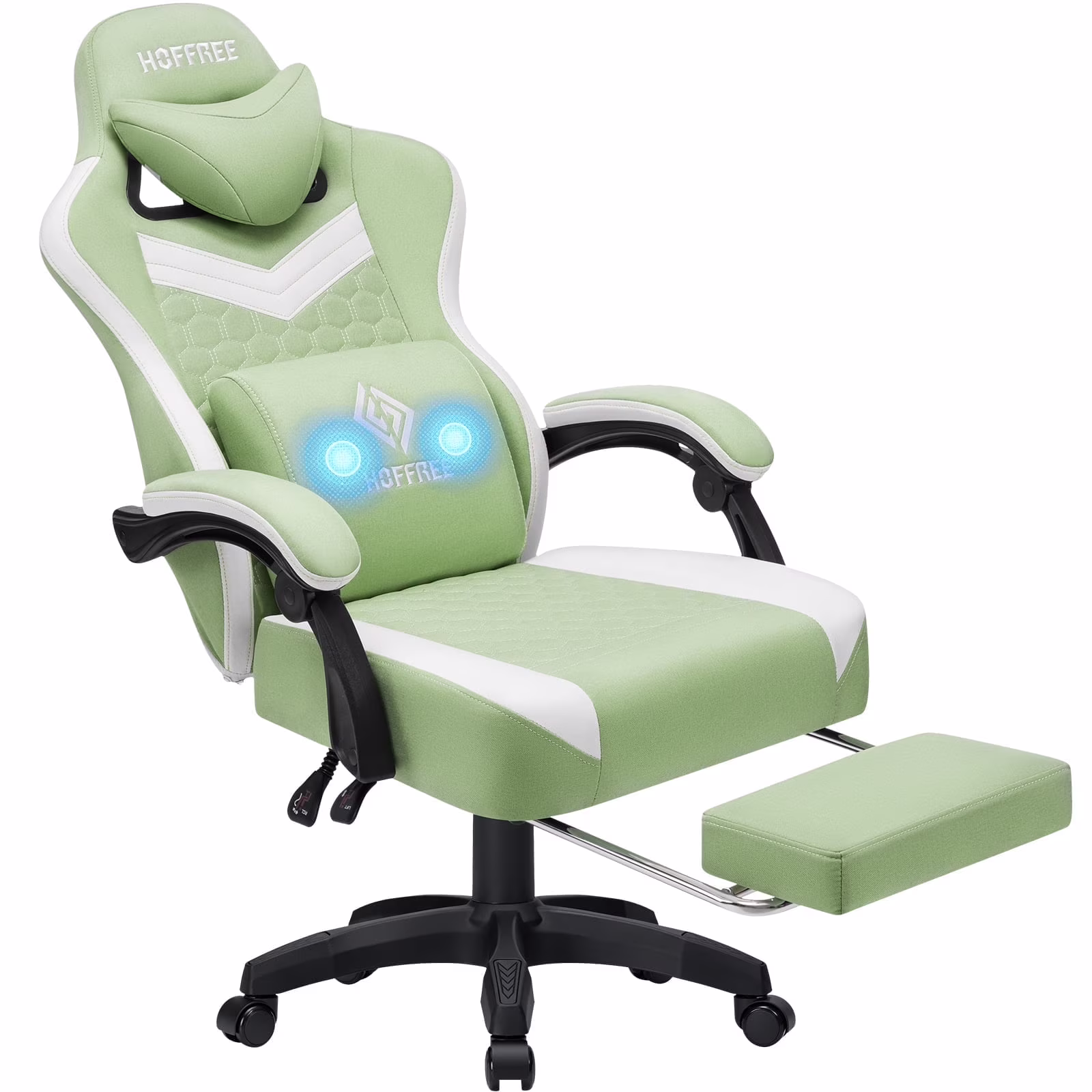 Gaming Chair with Massage Fabric Office Chair with footrest for Adults, Ergonomic Gamer Chair with Headrest and Lumbar Support for Office Gaming, 440 LBS(Black) - Image 3