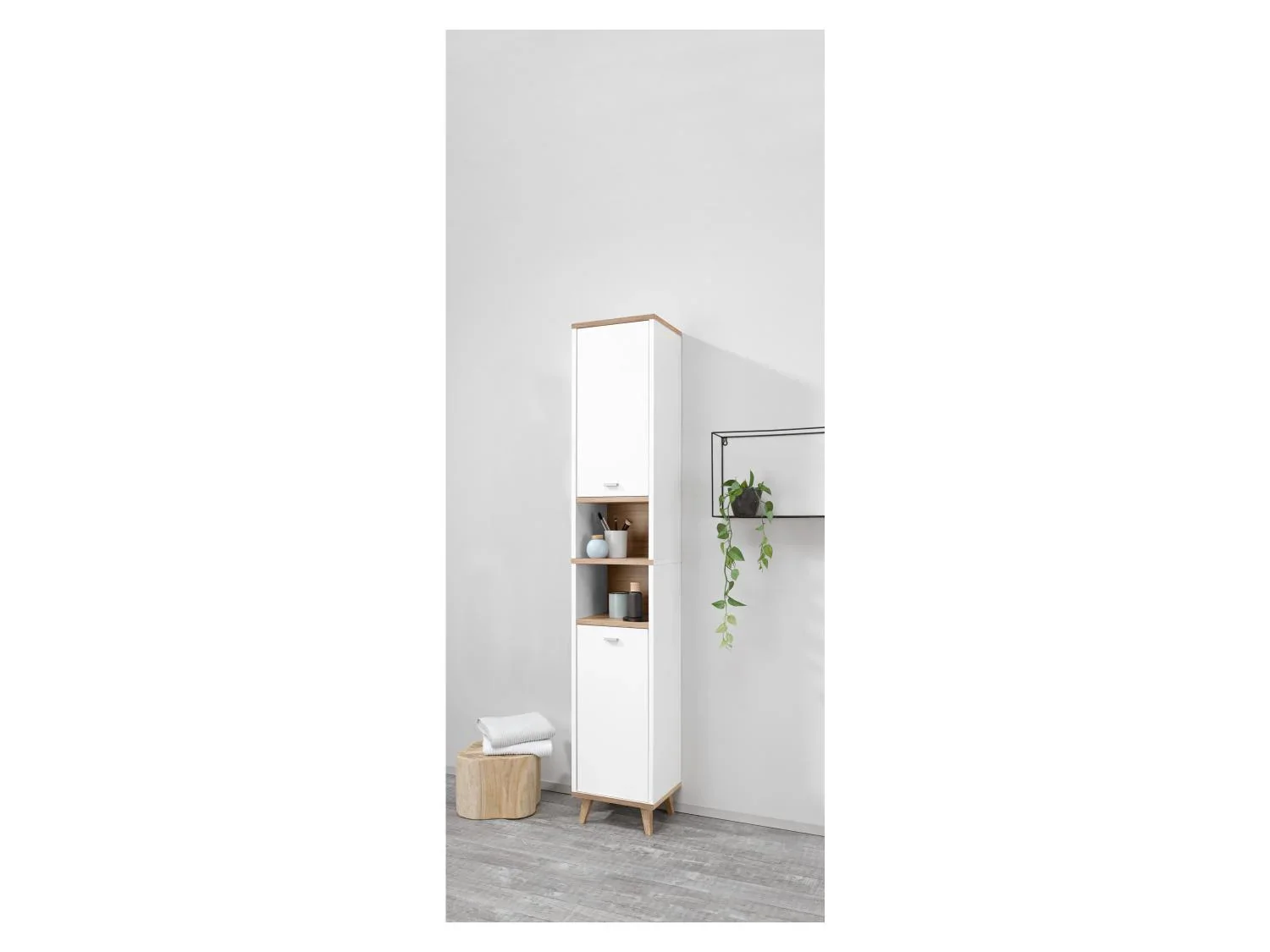 LIVARNO home Colonne de salle de bains Corfu, 32 x 180 x 28 cm, blanche/imitation chne