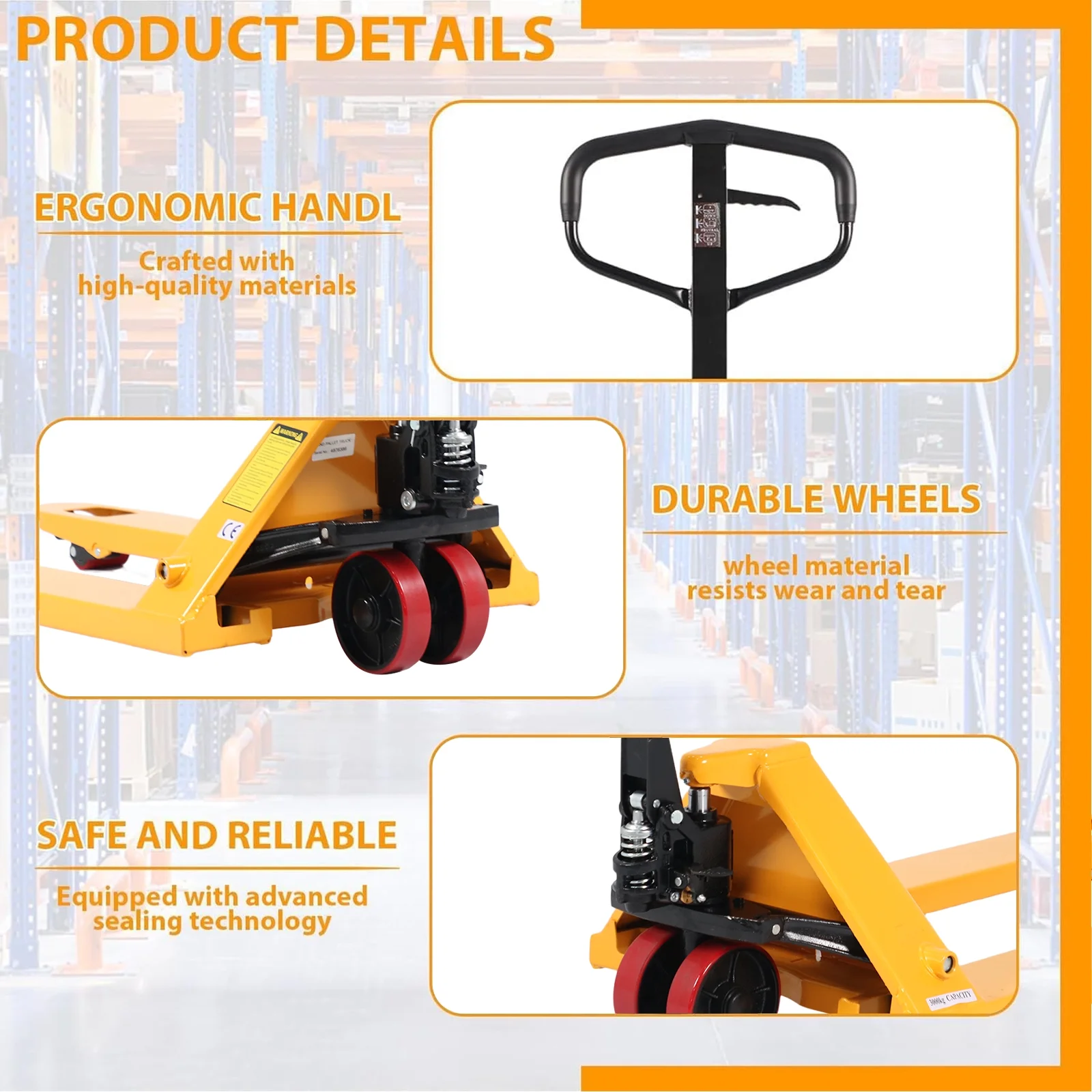 Warehouse Hand Pallet Truck Jack 5500lbs 48x21" with Light Weight - Image 8