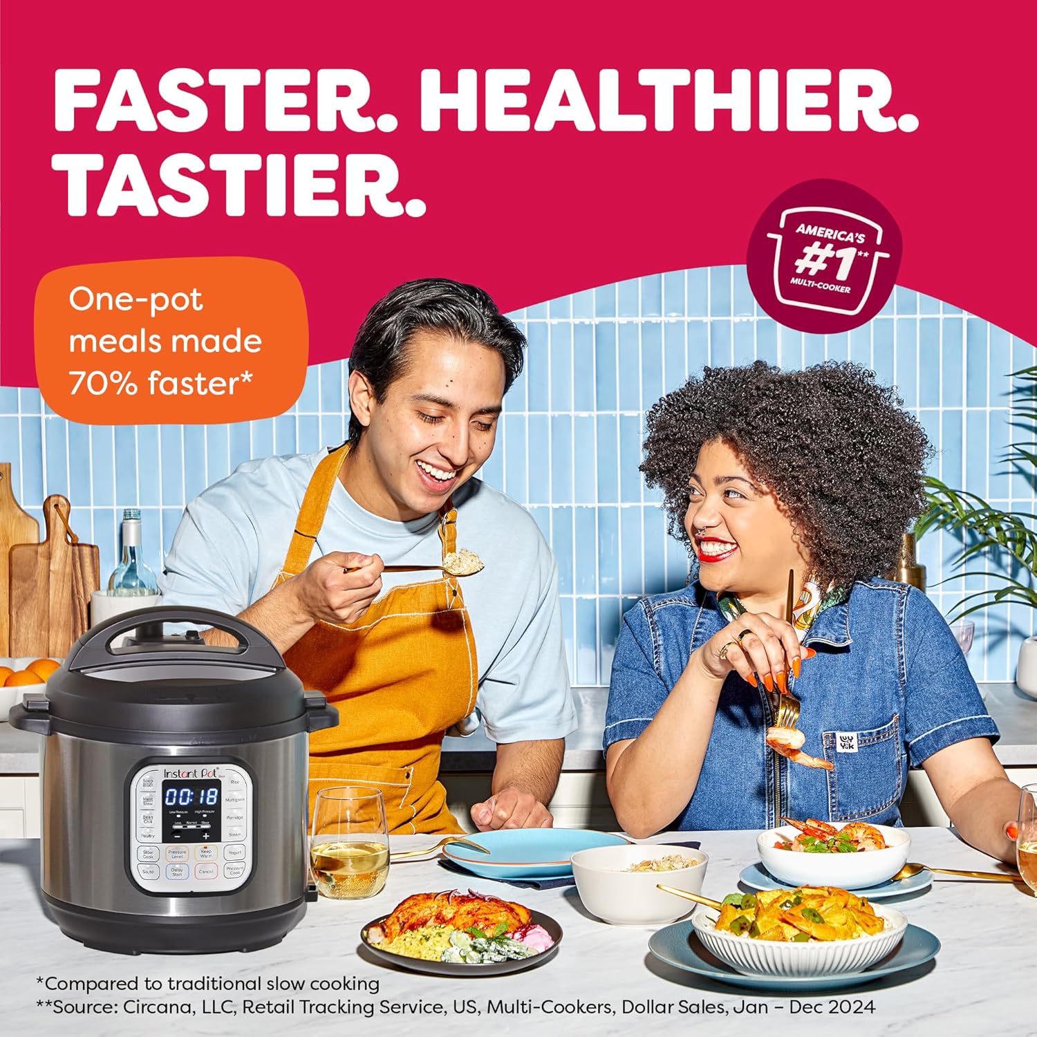 Instant Pot Duo 7 en 1 Autocuiseur électrique, mijoteuse, cuiseur à riz, cuiseur vapeur, sauteuse