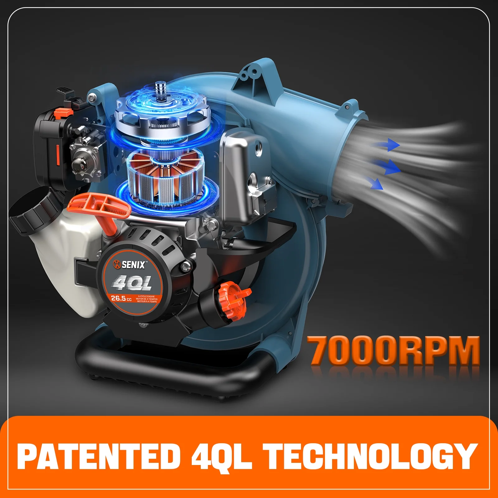 4QL 26.5cc 4-Cycle Gas Powered Leaf Blower, 410 CFM/125 MPH, Dual-Grip Handle, Lightweight, BL4QL-L(26.5cc 410CFM-Handheld) - Image 9