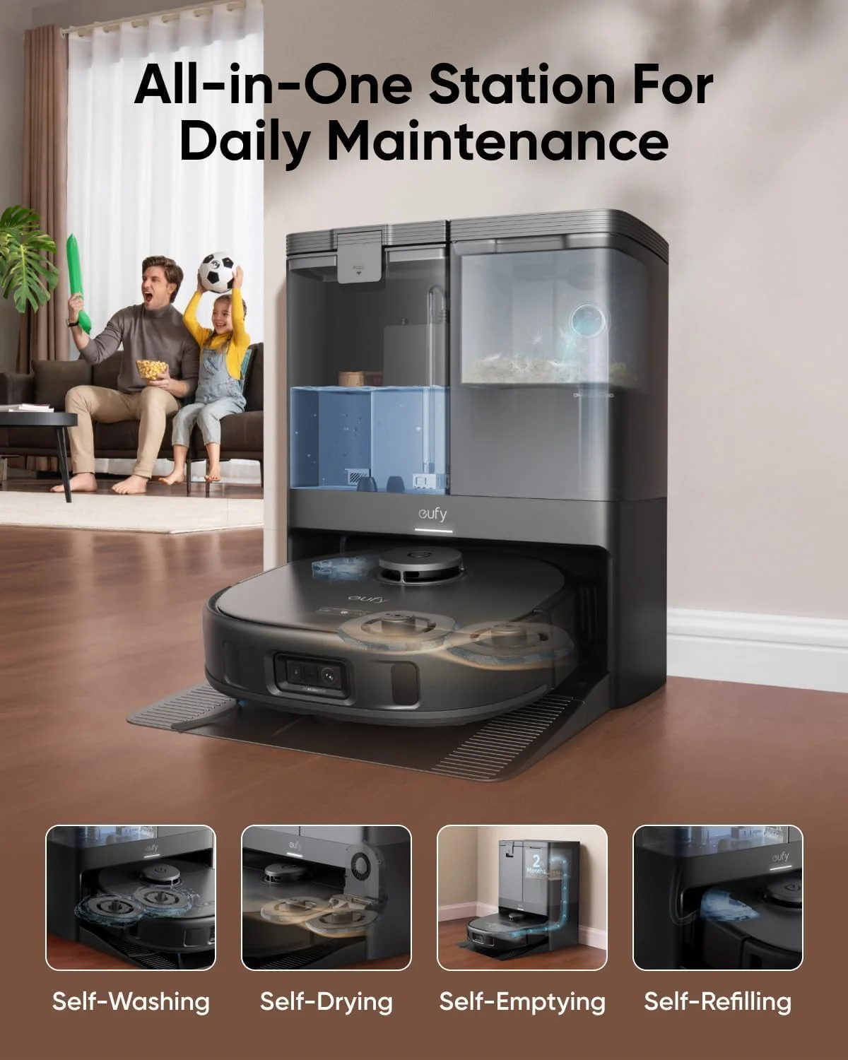restored X10 Pro Omni Robot Vacuum and Mop Combo, 8,000 Pa Suction, Dual Mops, Auto Mop Washing, Auto Drying, Self-Emptying��(Refurbished Acceptable�� - Image 4