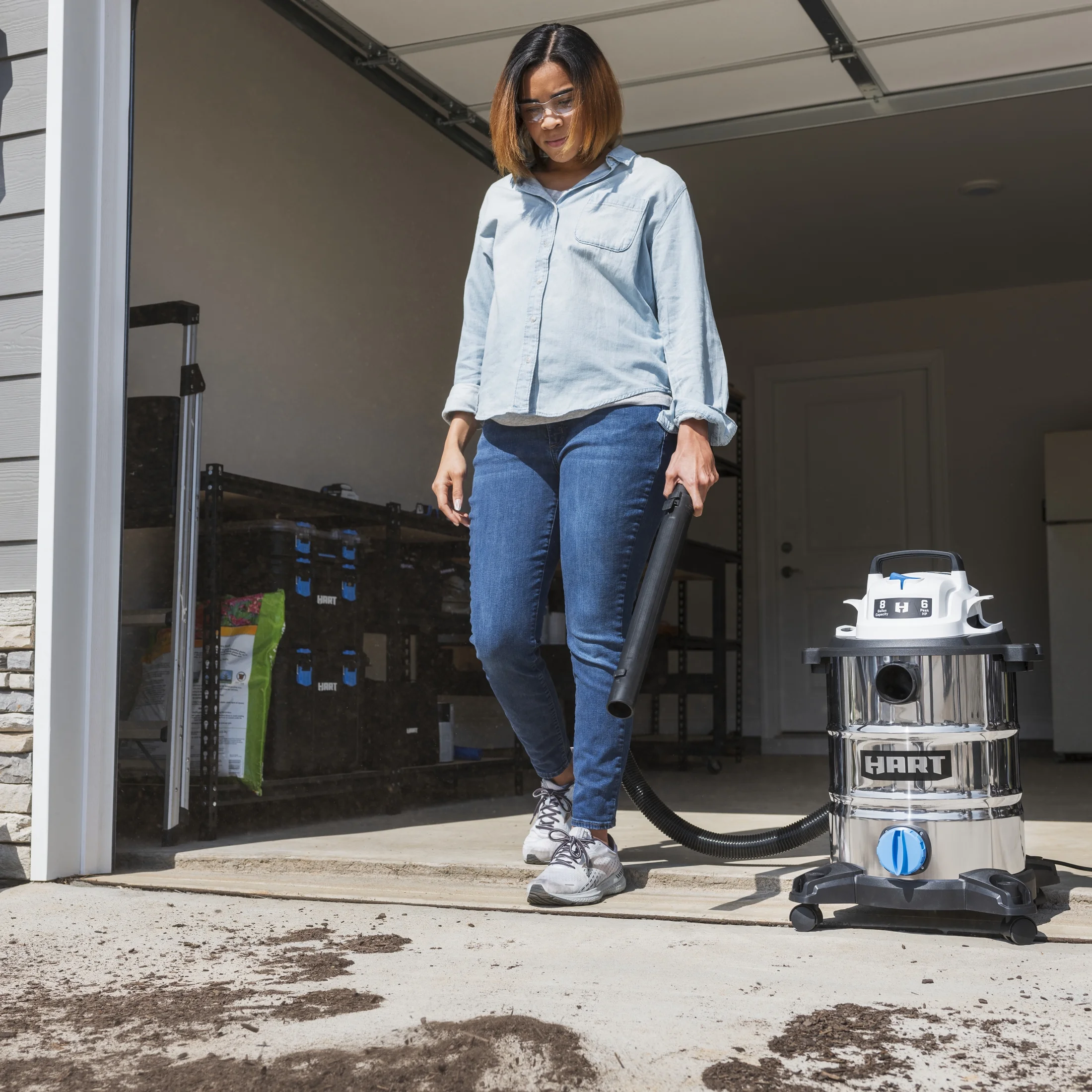 HART 8 Gallon 6 Peak HP Stainless Steel Wet/Dry Vacuum, VOC812SF 3702