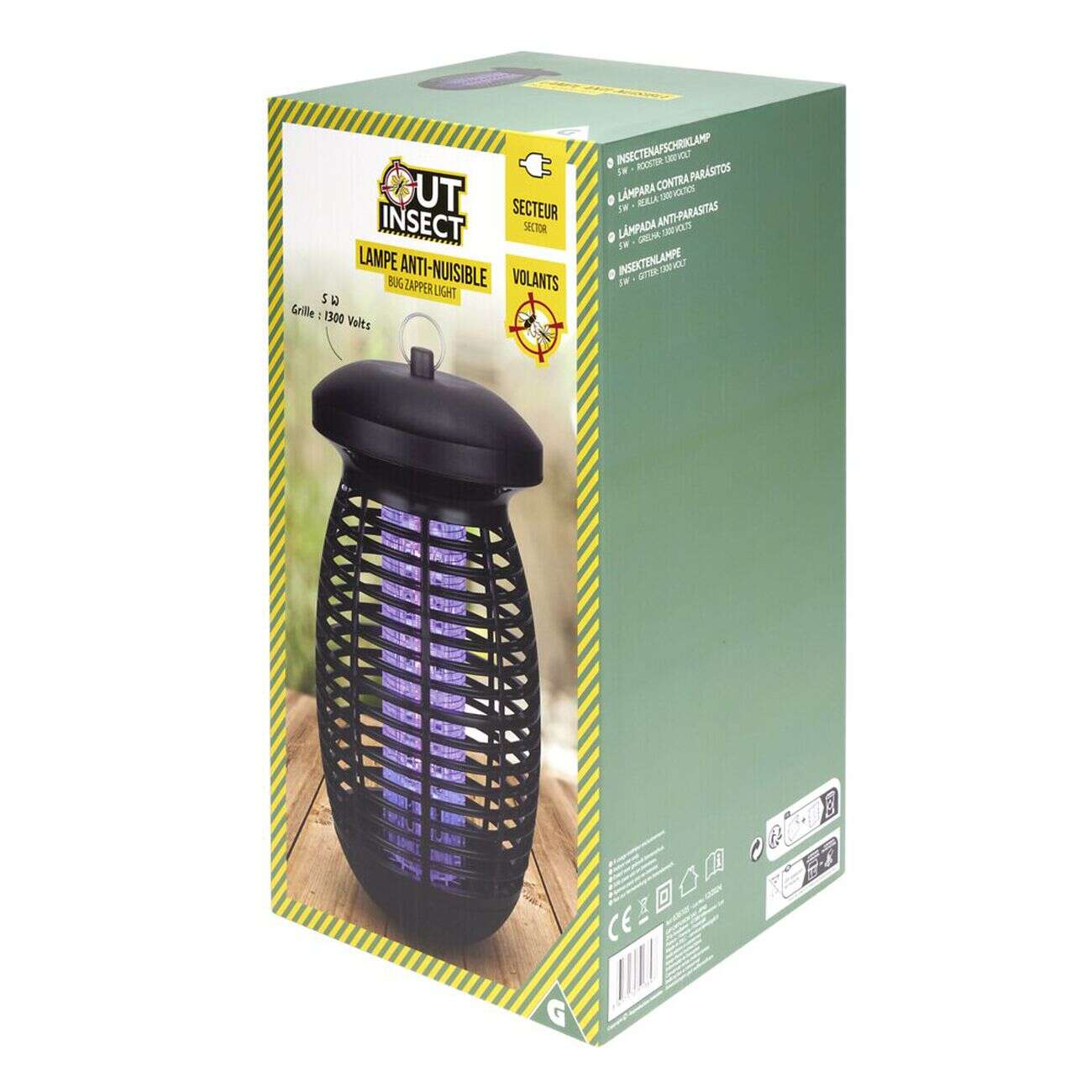 Lampe anti-nuisible plastique noir et acier 5W 1300V  Ø16,5xH32,5cm