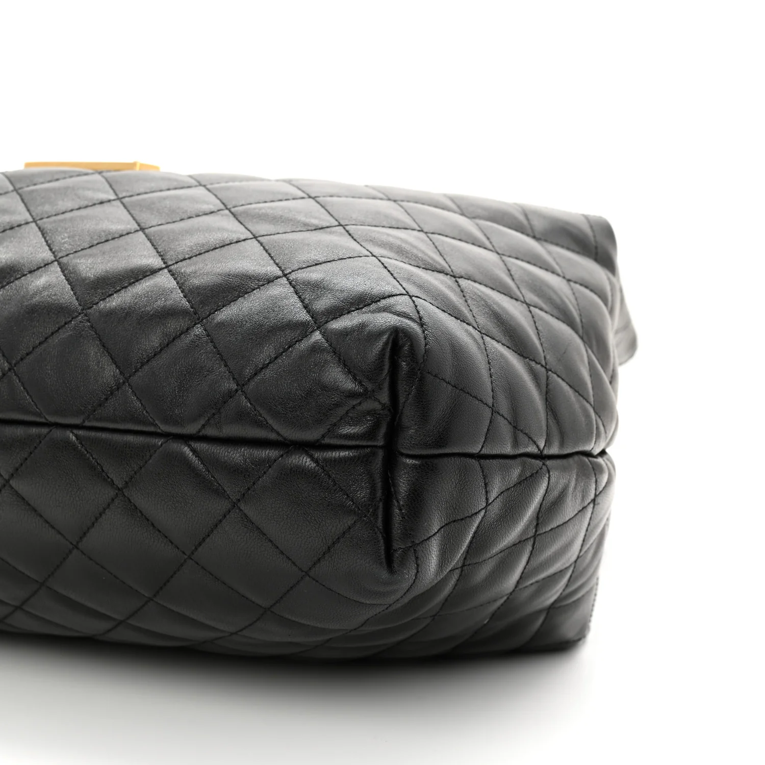 Lambskin Quilted Maxi Icare Shopping Tote Black