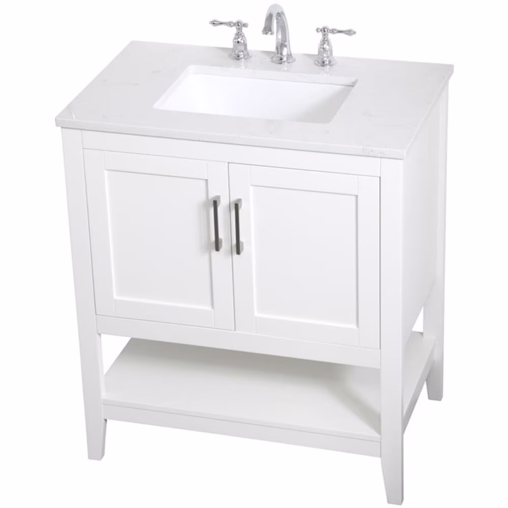 30 inch Single Bathroom Vanity in White(White)