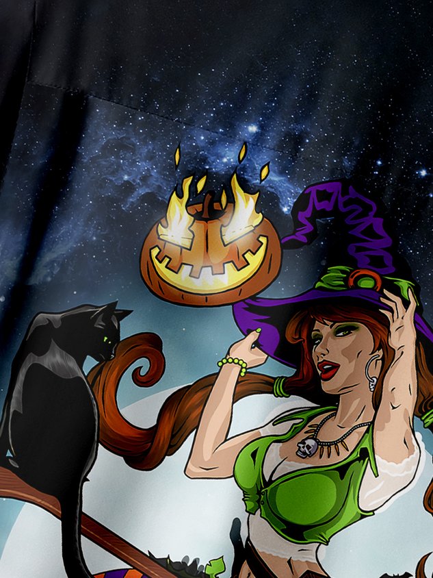 Chemise à manches courtes avec poche poitrine de sorcière d'Halloween